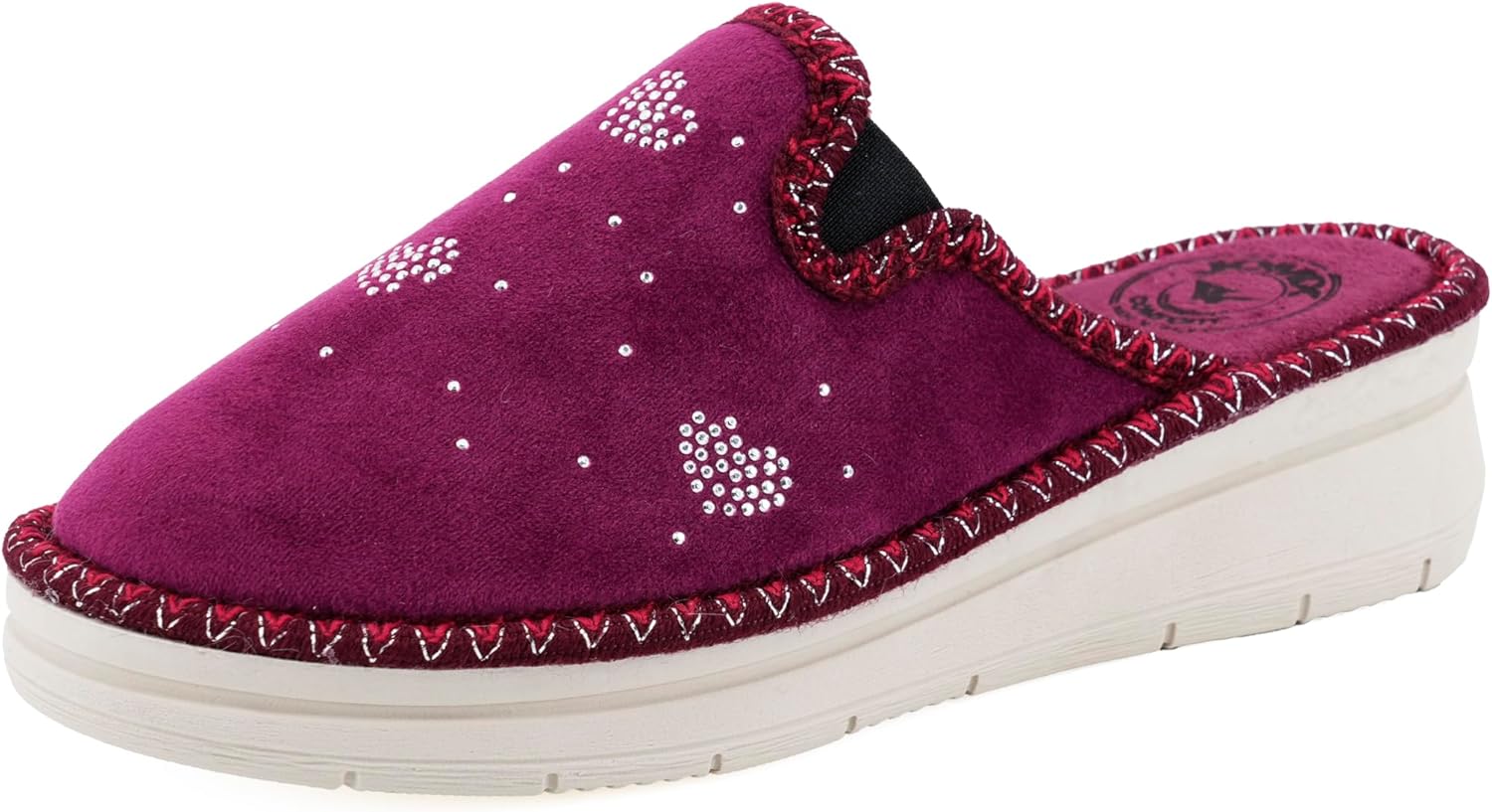 Detalle de JOMIX Chaussons Femme Compensés Hiver – Orthopédiques, Strass, Fabriqués en Italie