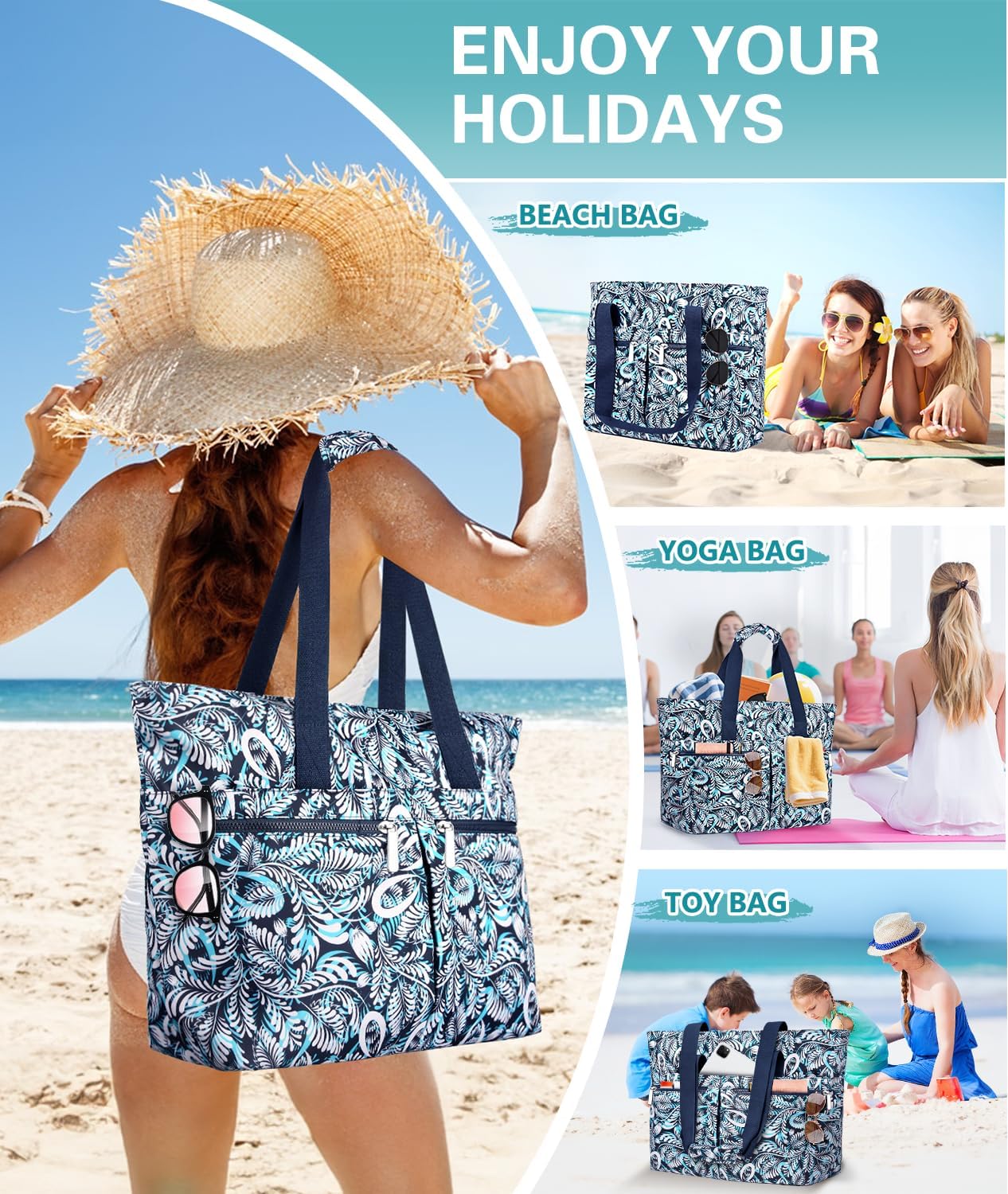 Thumbnail 1 de ENONEO Strandtasche Familie XXL – Wasserdichte Strand- und Reisetasche mit Nassfach