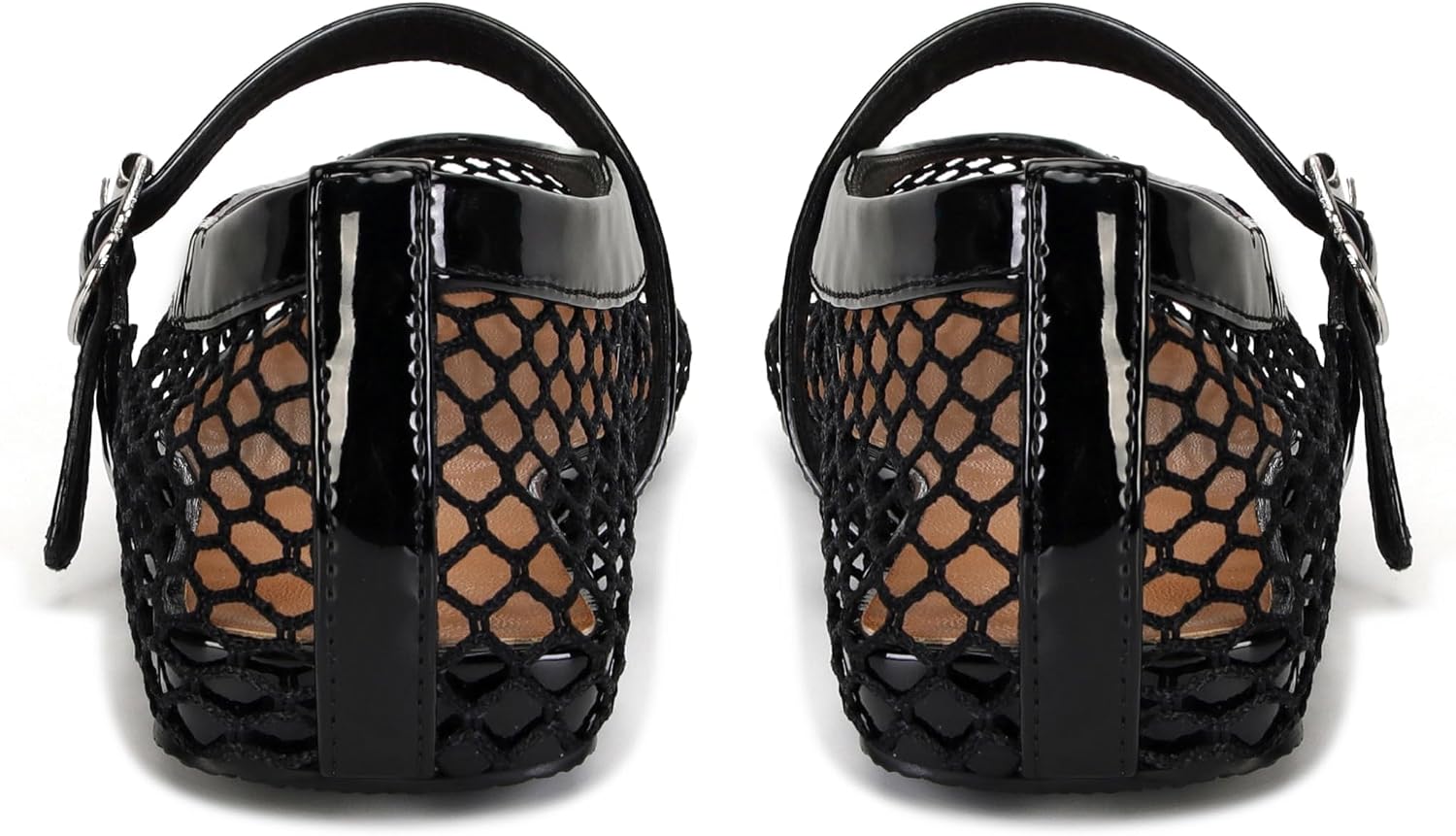 Detalle de DOEYG Mesh Ballet Flats for Women with Buckle Strap