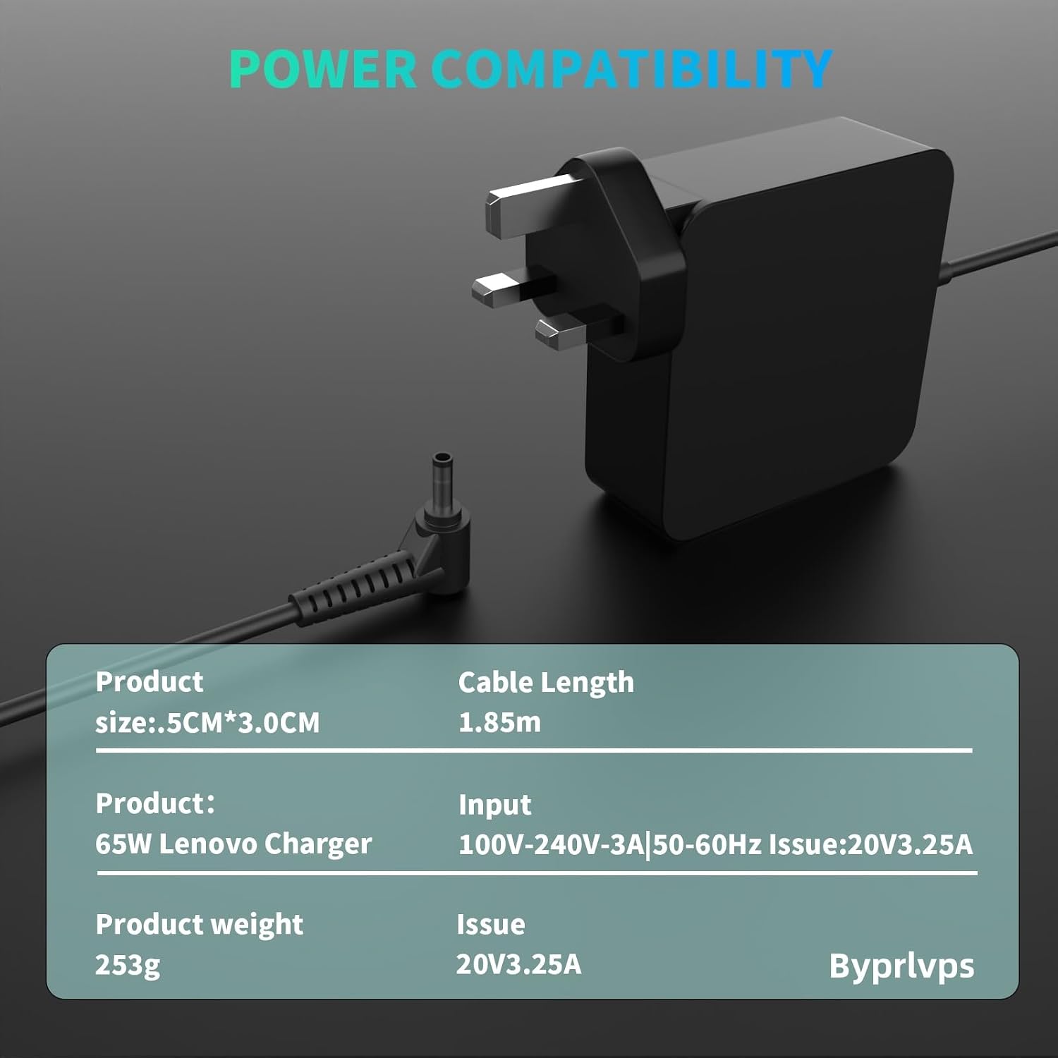 Detalle de Byprlvps 65W Laptop Charger 20V 3.25A