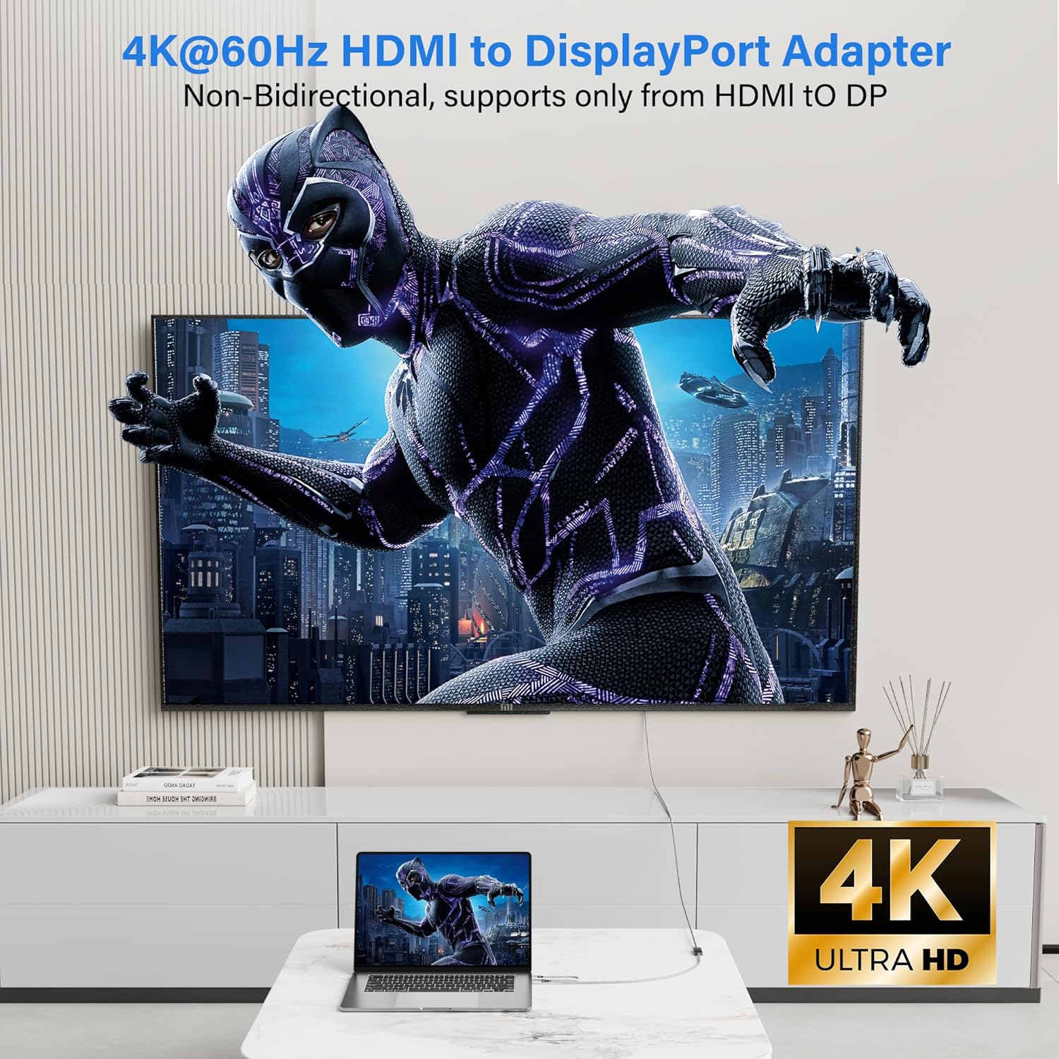 Thumbnail 1 de Elecan Uni-Directional HDMI to DisplayPort Adapter: 4K60 Proven One-Way Solution for HDMI Sources to DP Monitors