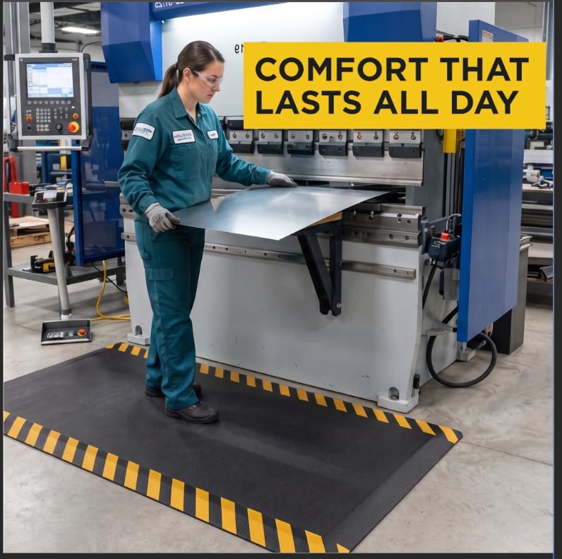Detalle 2 de MaxMat af-mat Anti-Fatigue Mat, 2' x 3', Memory Foam, Yellow Border