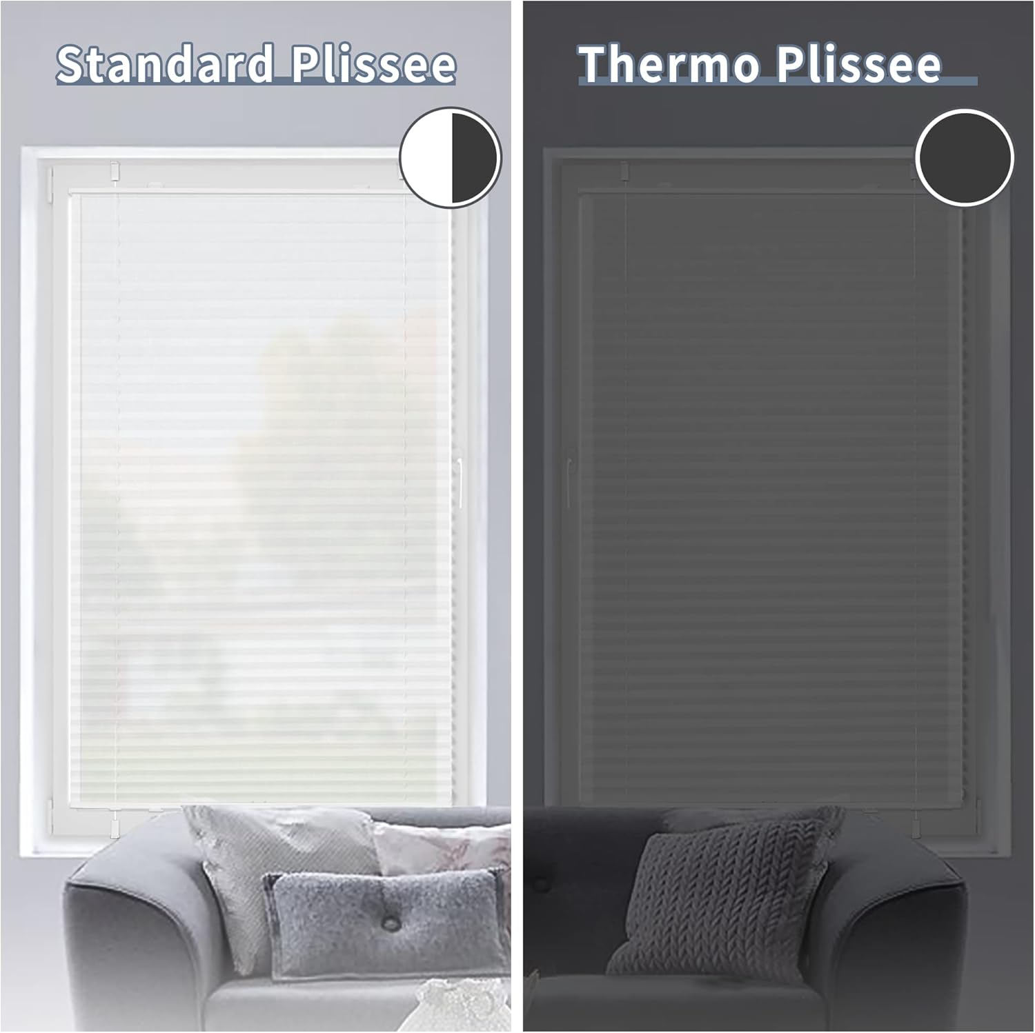 Thumbnail 2 de HOMEDEMO Thermo Plissee-Rollo Klemmfix ohne Bohren 75x130 cm, weiß – 100% lichtundurchlässig