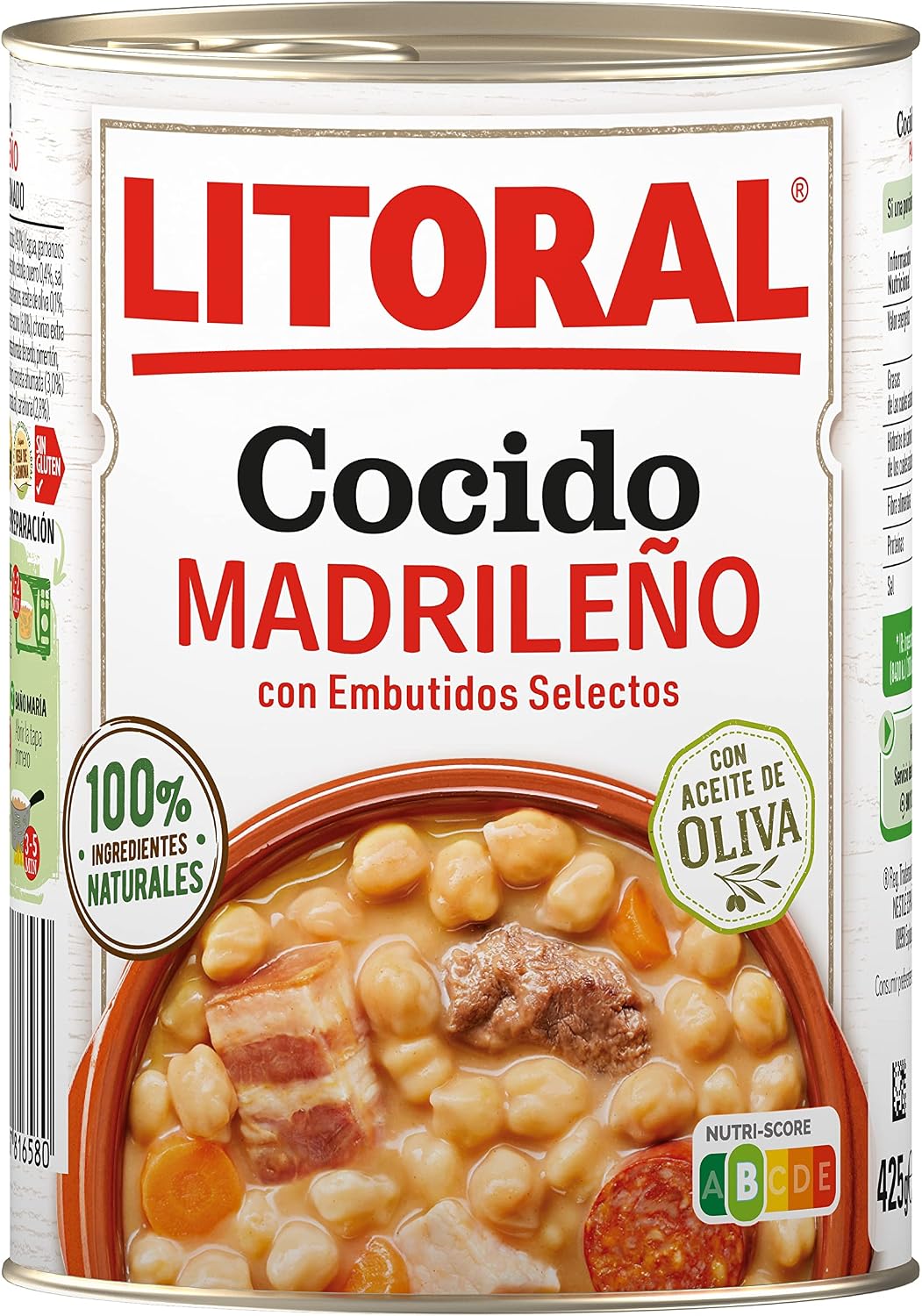 Detalle de LITORAL Cocido Madrileño Sin Gluten 6x425g 🥘