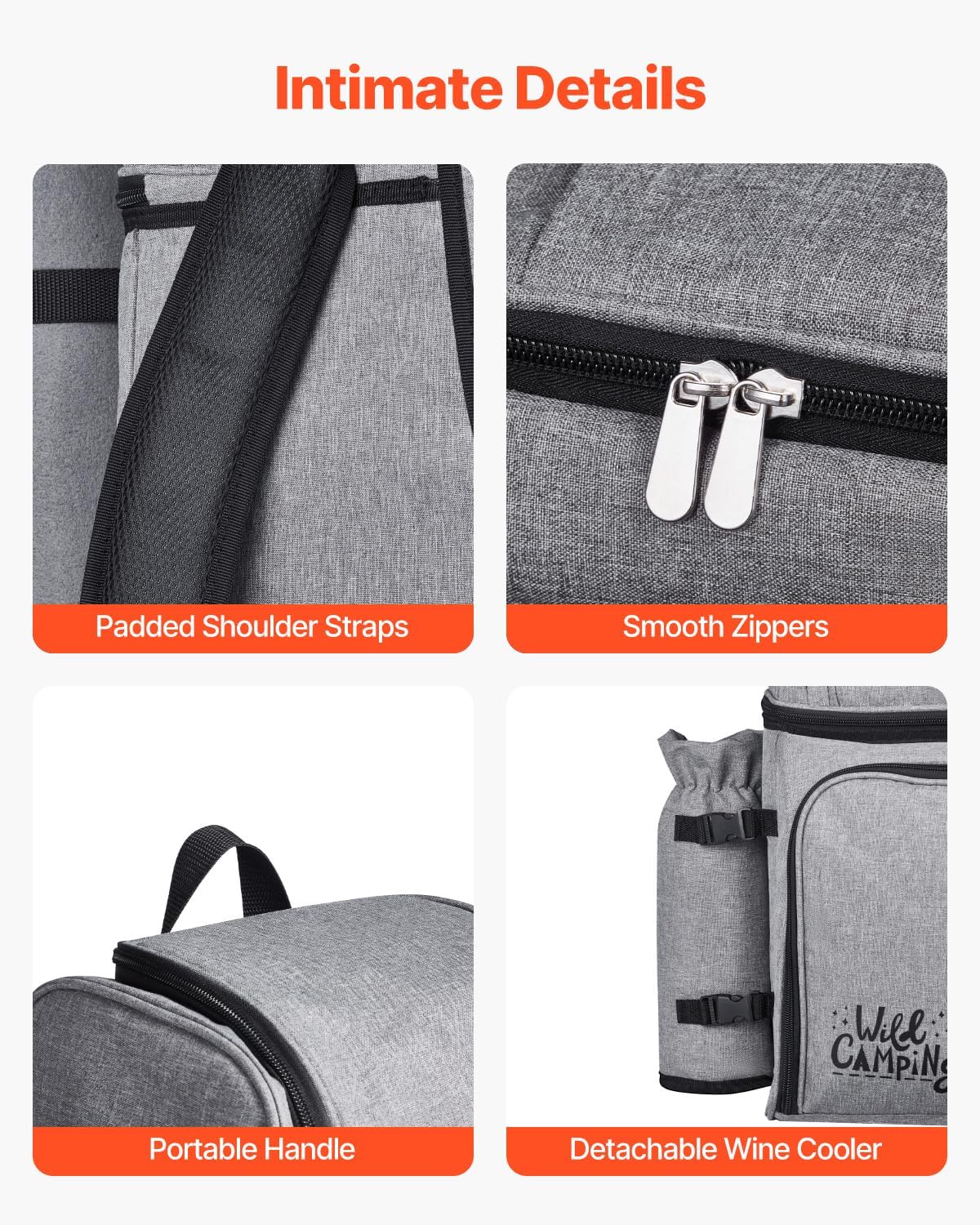 Detalle 1 de VEVOR Picnic Backpack, 600D Oxford Fabric