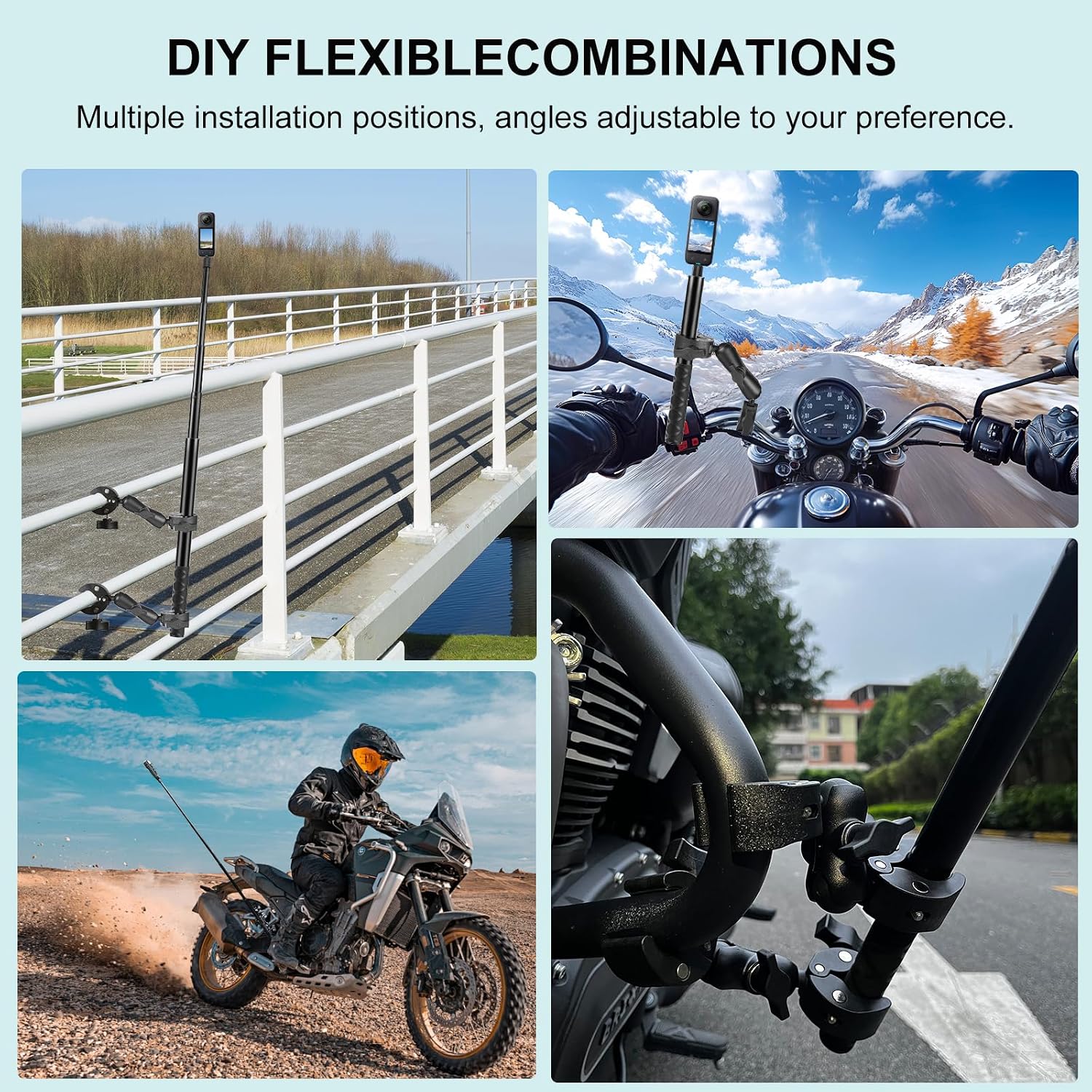 Detalle 2 de PULUZ Insta 360 Motorcycle Mount kit 150cm