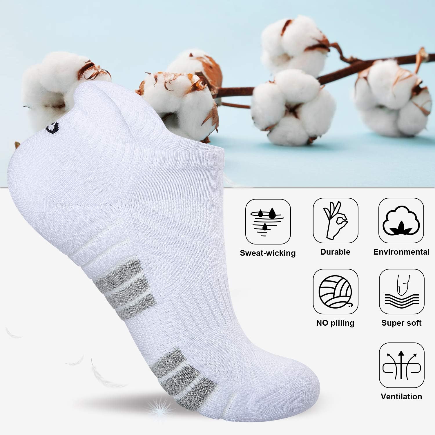 Thumbnail 6 de Natugloe Trainer Socks Cushioned 6 Pairs