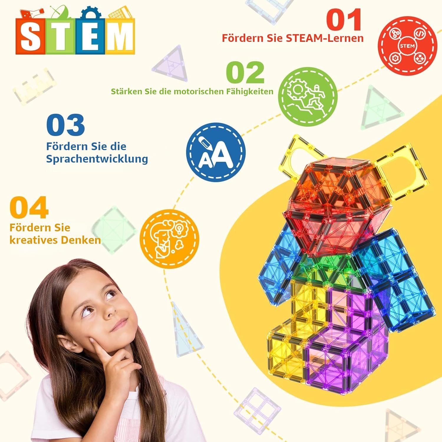 Detalle 2 de 60magnetische Bausteine – STEM‑Spielzeug für Kinder