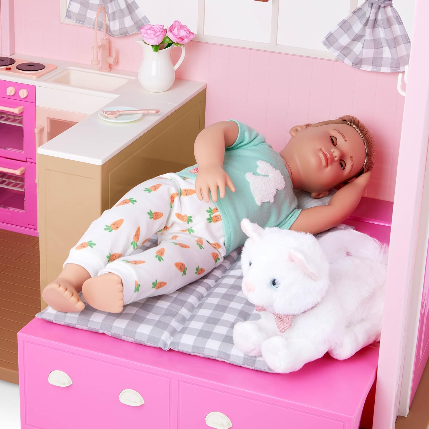 Detalle de Our Generation OG Country House Dollhouse Playset with Animal Sounds, 60 Pieces
