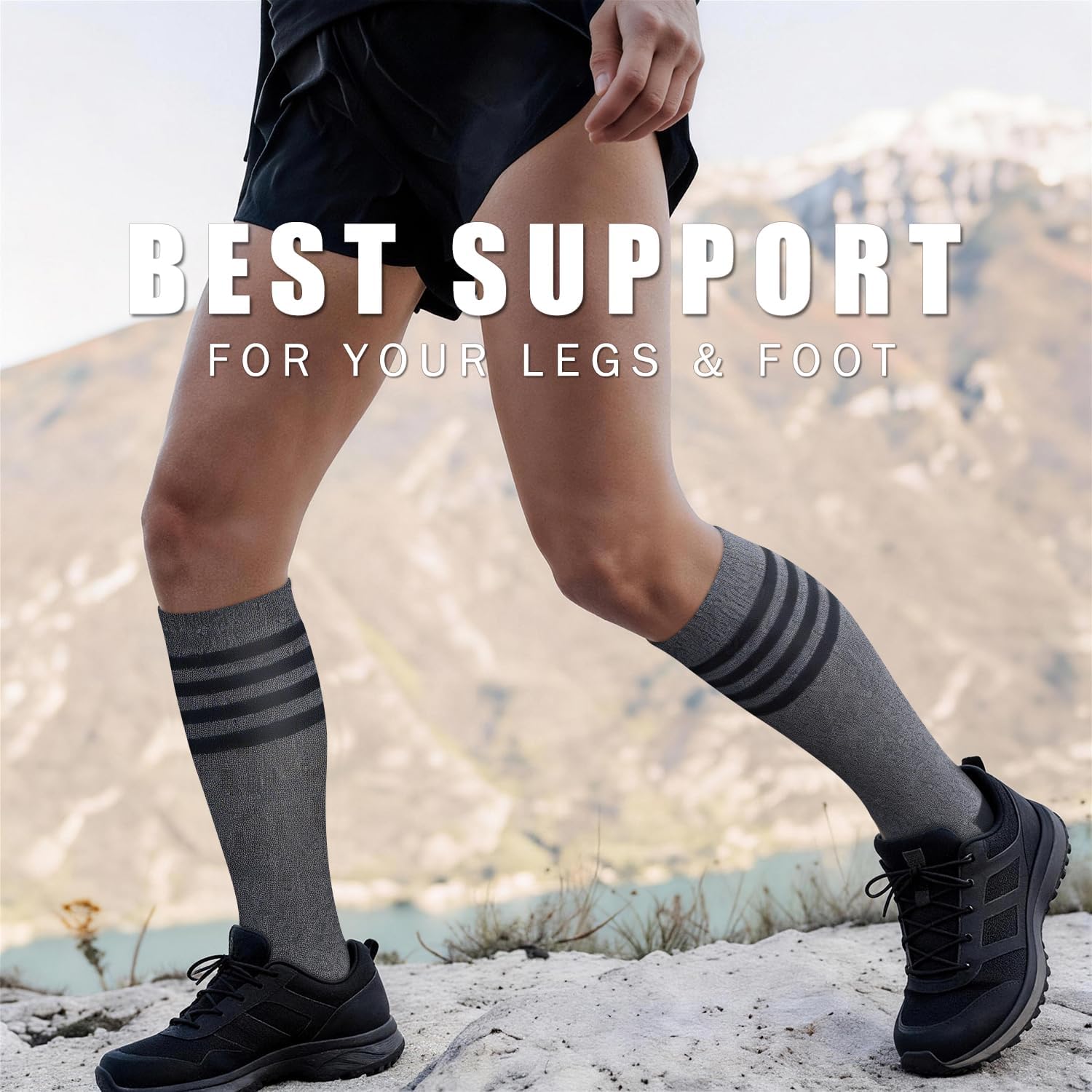 Thumbnail 3 de Copper Compression Socks for Women & Men (6 Pairs) — 85% Nylon Compression for Nurses, Running, Hiking & Recovery