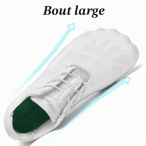 Detalle de SAGUARO Chaussures de Trail Minimalistes — Barefoot & Zero Drop, Blanc, 46 EU