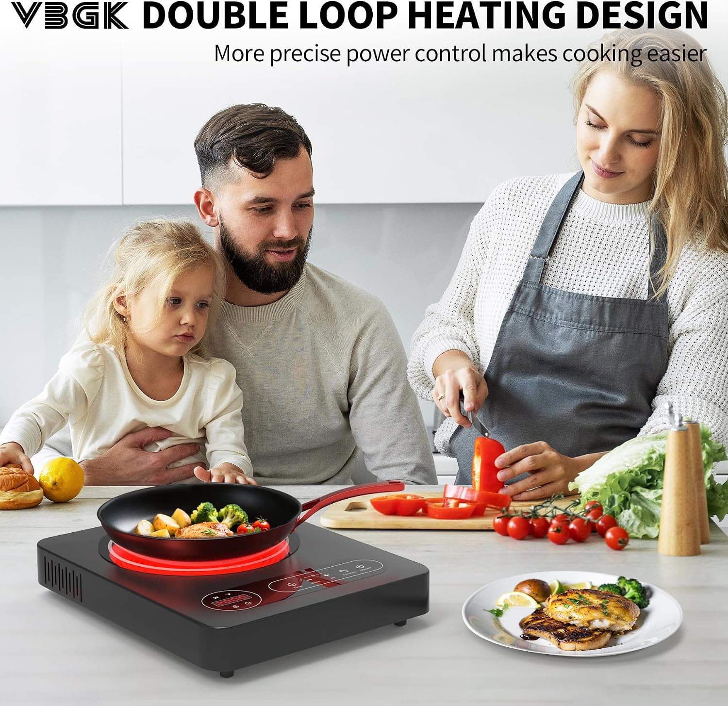 Detalle de VBGK Portable Ceramic Hob 2000W: A Compact, Flexible Cooking Solution