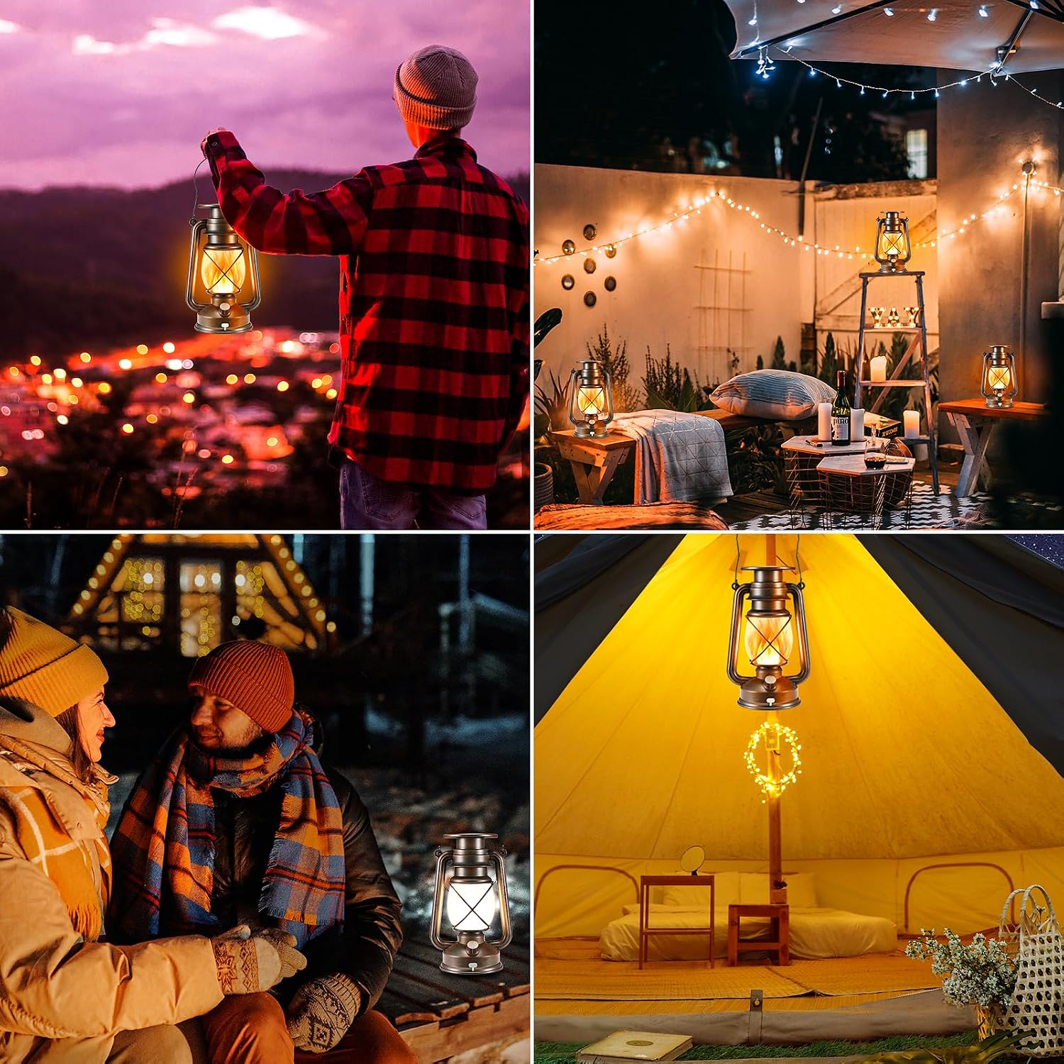 Thumbnail 4 de Solar Lantern Outdoor Hanging Solar Lights Flickering Flame LED Vintage Lantern (2 Pack) with Auto On/Off & Remote