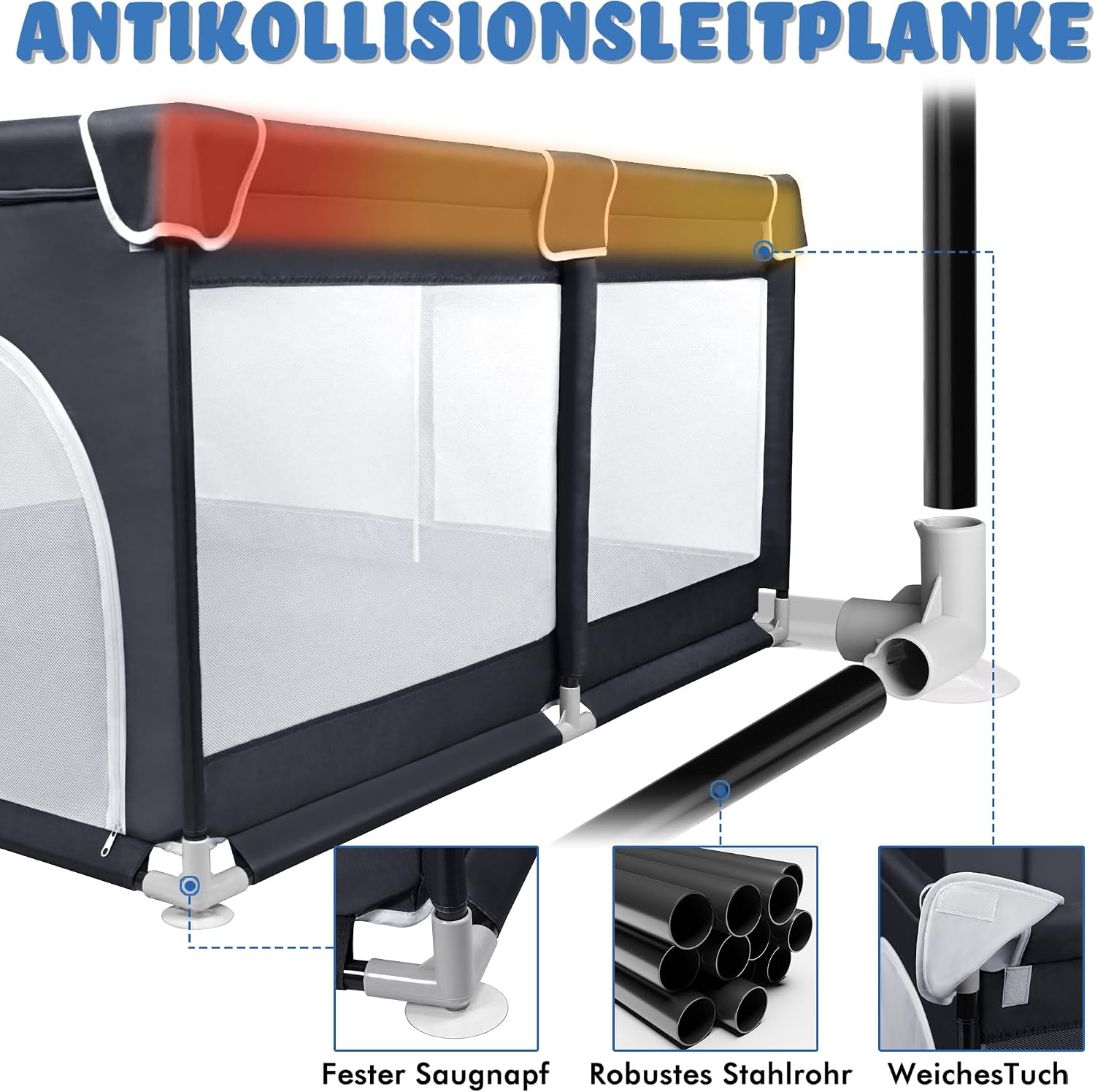 Detalle 2 de UISEBRT kinderbox 127 x 127 cm met antislipbodem, ademend net en 50 ballen