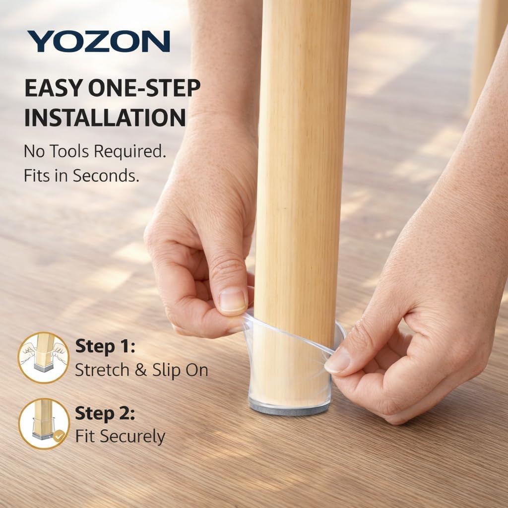Thumbnail 4 de 24 Pcs Chair Leg Floor Protectors: Felt Pads and Sliders for Hardwood, Tile & Laminate Floors