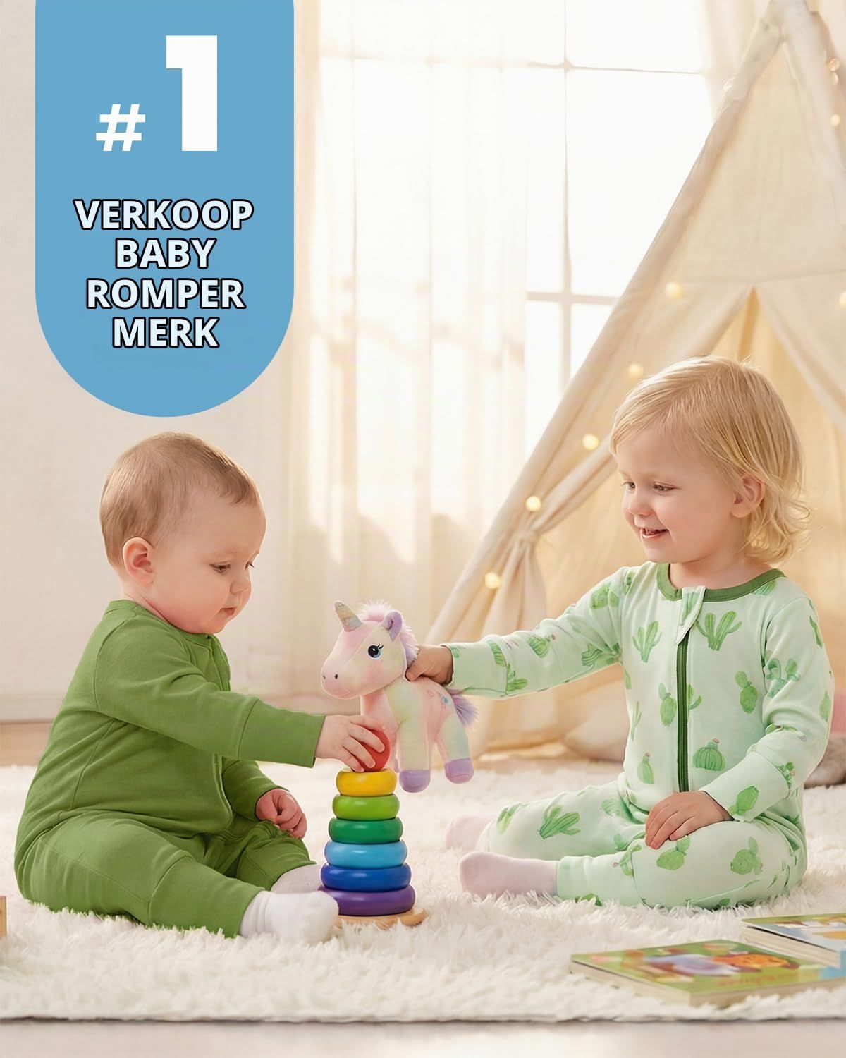 Detalle de JiAmy babypyjama set van 2, katoen, lange mouwen en voetjes