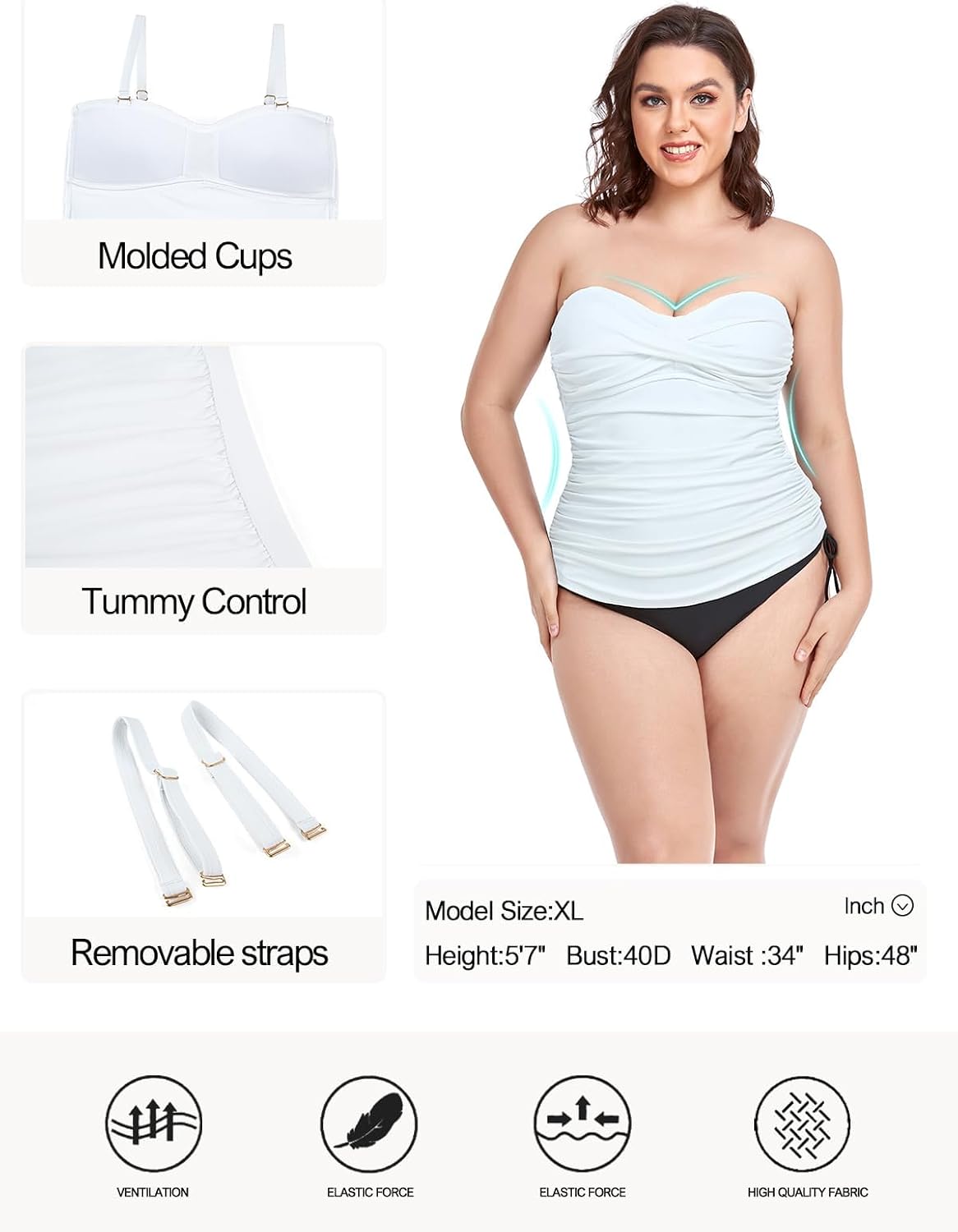Detalle de Twist bandeau swimsuit top 1-piece