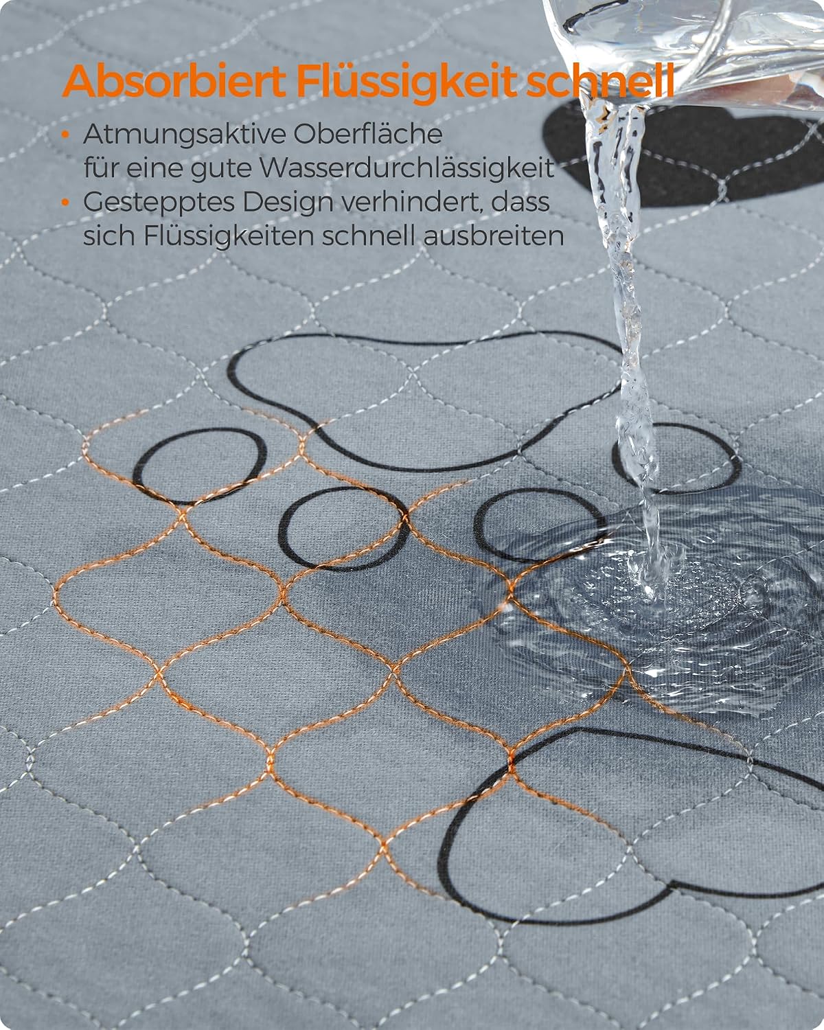 Detalle 2 de Feandrea Welpen-Unterlagen waschbar 61 x 46 cm, 2er-Set (S), grau – auslaufsicher & rutschfest