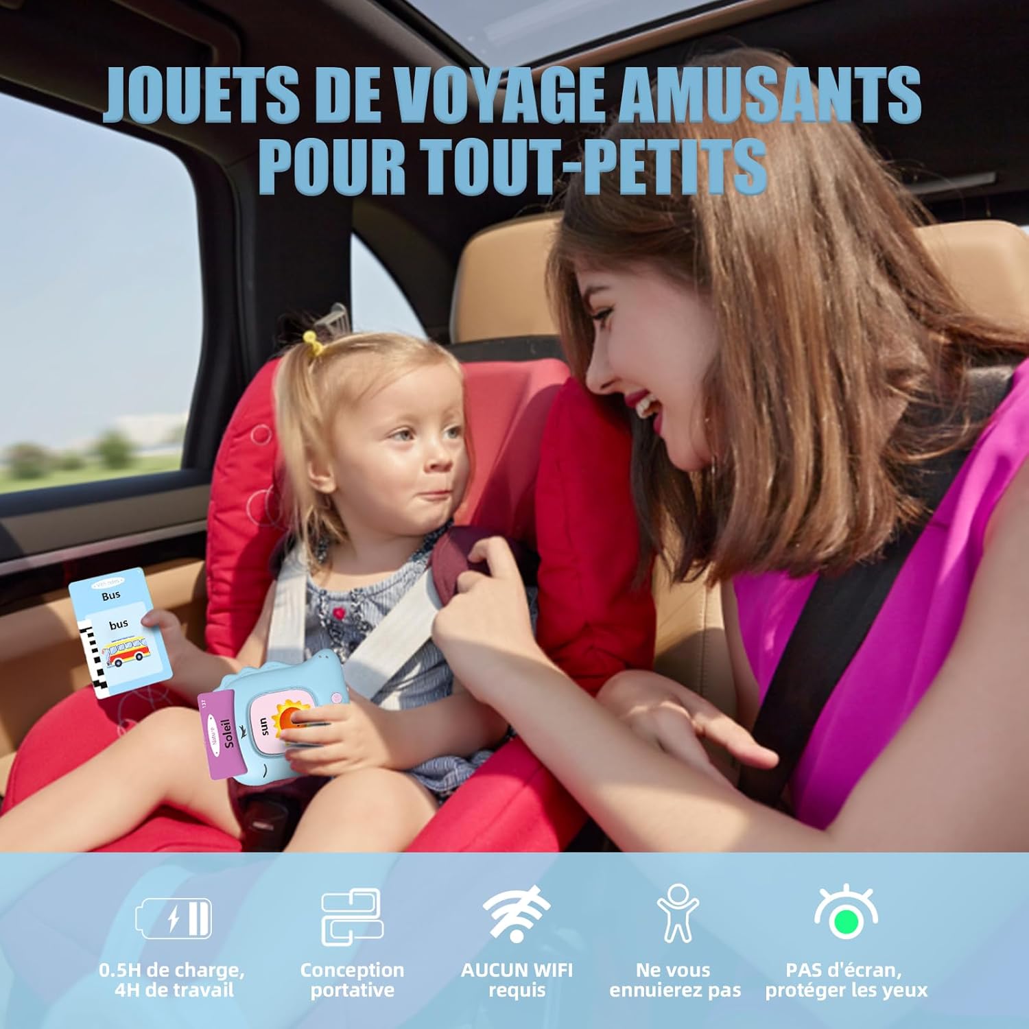 Thumbnail 6 de Cartes Flash Parlantes Montessori pour Enfants 2+ Ans – 112 Cartes, 224 Mots, Français/Anglais/Bilingue (Bleu)