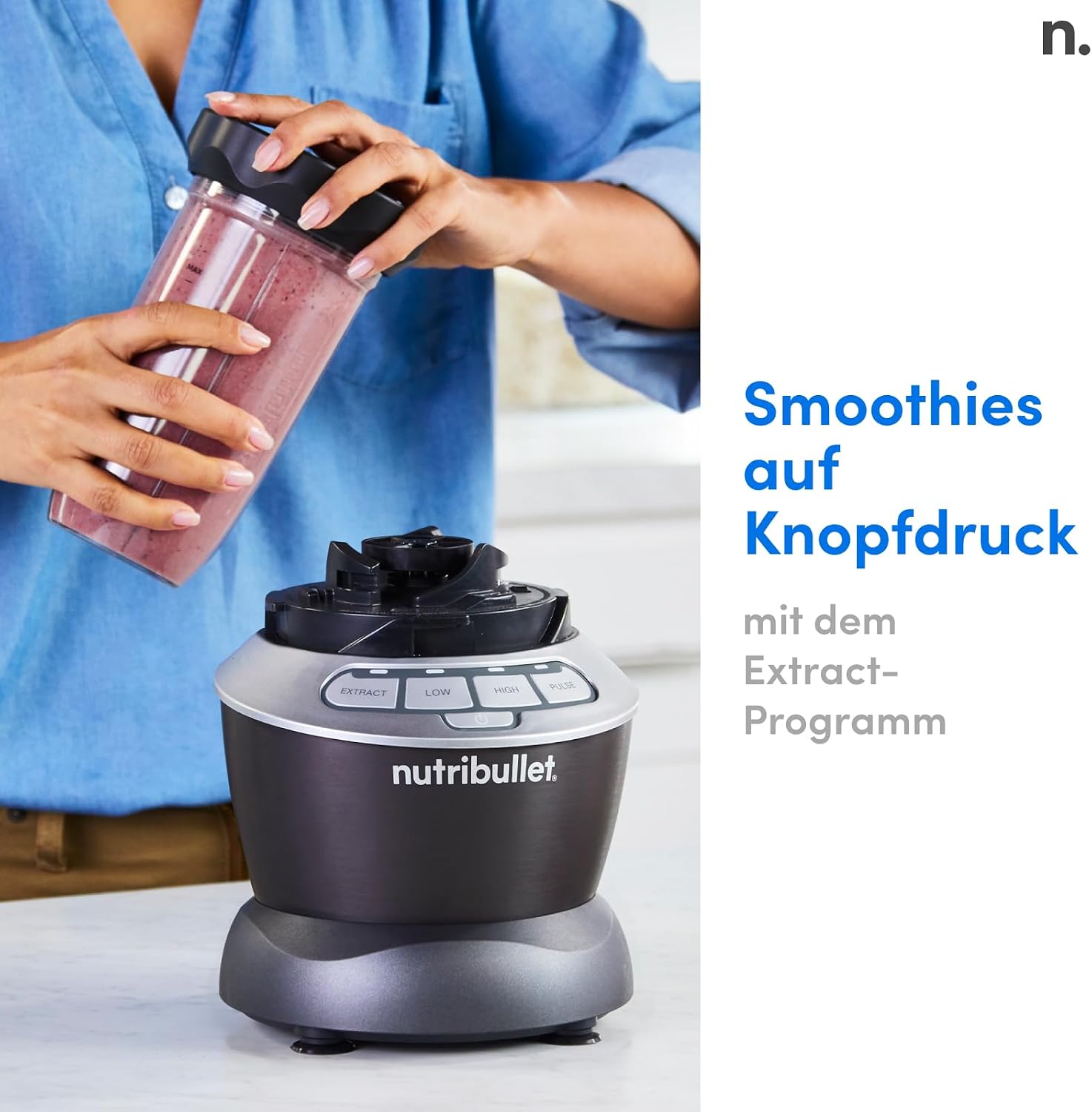 Detalle de Nutribullet Full Size Blender NBF450DG – 1000 W, 1,8 L Krug inkl. Zubehör
