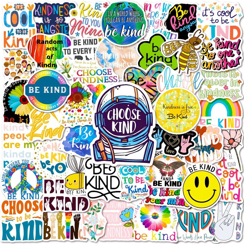 Detalle de Be Kind waterproof vinyl stickers, 50-piece pack