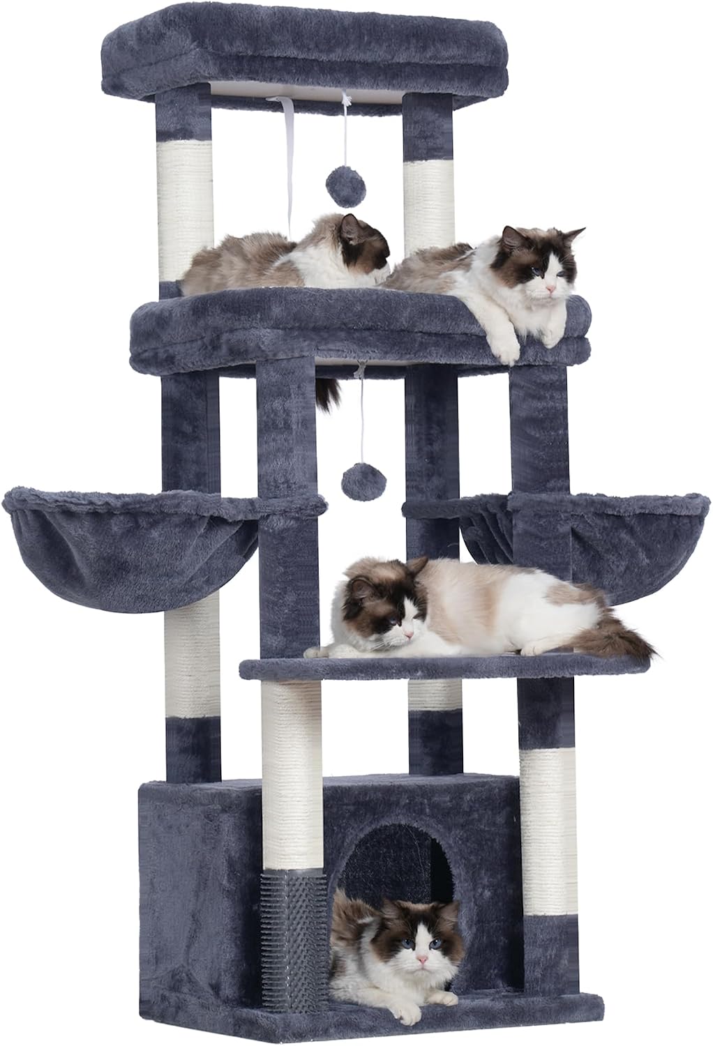Detalle de Hey-brother Kratzbaum EMPJ070G – Mehrstöckiger Katzenbaum in Rauchgrau für Großkatzen (Maine Coon)