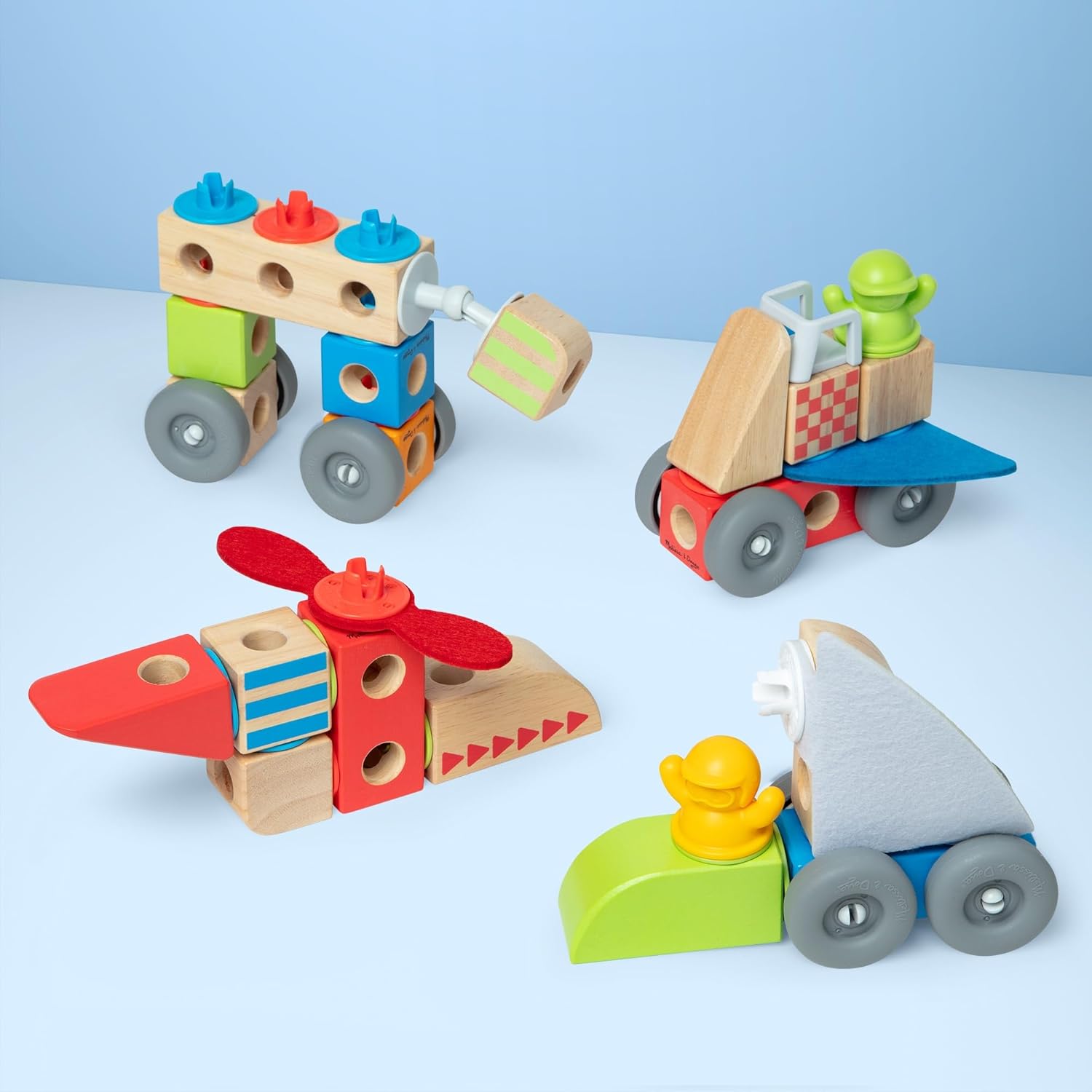 Detalle de Melissa & Doug Blockables Fahrzeuge Bauset (54-teilig) mit Holzbausteinen für Kinder ab 2 Jahren