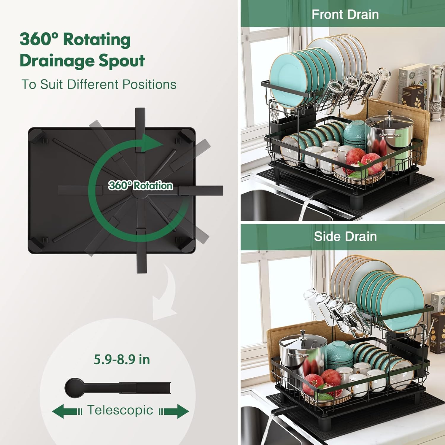 Detalle 2 de MAJALiS 2 Tier Dish Rack 43cm 🍽