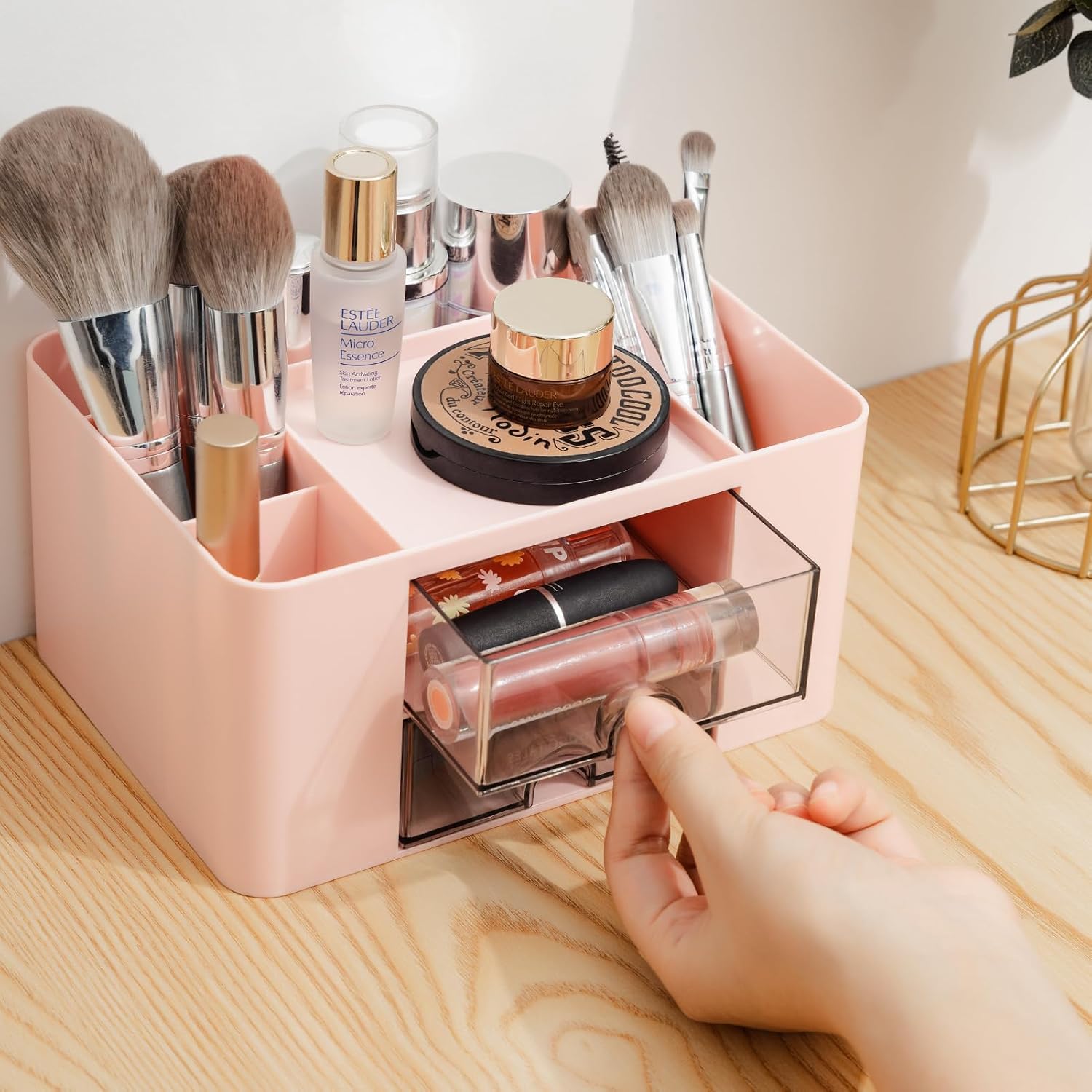 Thumbnail 6 de RISEMART Desk Organiser with 2 Drawers (Pink) – Large Capacity Desk Tidy for Office, School and Makeup