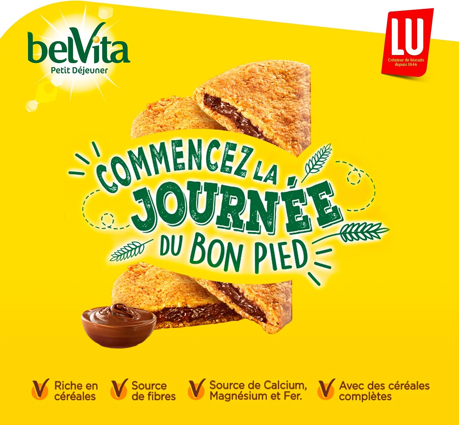 Detalle de LU Belvita Moelleux Petit Déjeuner Cœur Gourmand Chocolat Noisettes – Présentoir 14 sachets de 50 g
