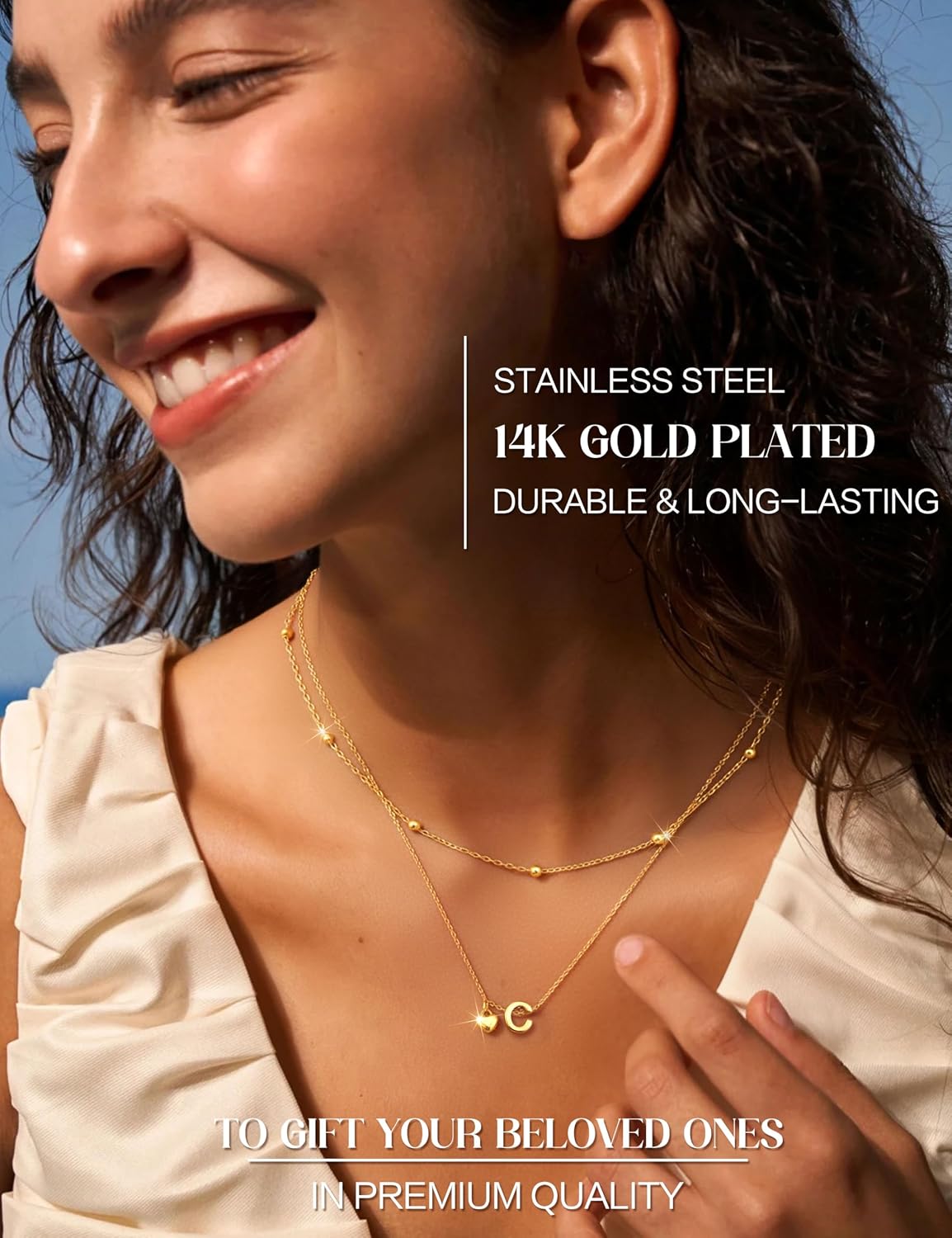 Thumbnail 1 de LOLIA Stocking Stuffers: Gold/Silver Plated Initial Heart Necklaces for Women