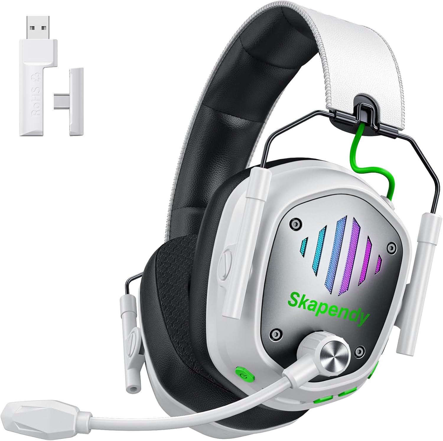 Detalle de Skapendy Wireless Gaming Headset (2.4GHz USB & Type-C, ENC Mic, 50mm Drivers) for PC, PS5, PS4, Switch, Mac & Mobile