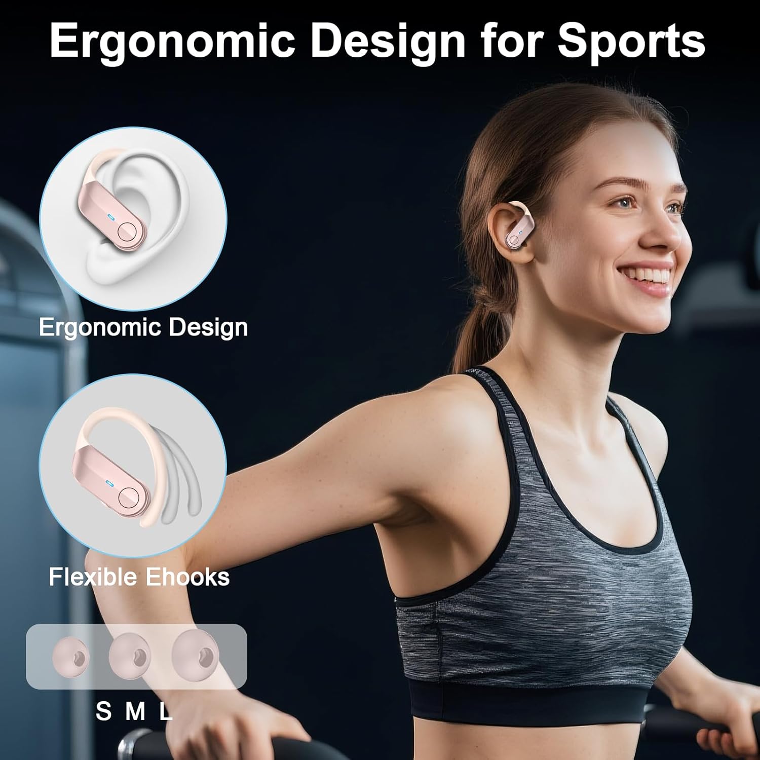Thumbnail 4 de Ordtop Bluetooth 5.4 Sport-Kopfhörer mit In-Ear-Design, 70H Laufzeit, 4 Noise-Cancelling-Mics (IPX8)