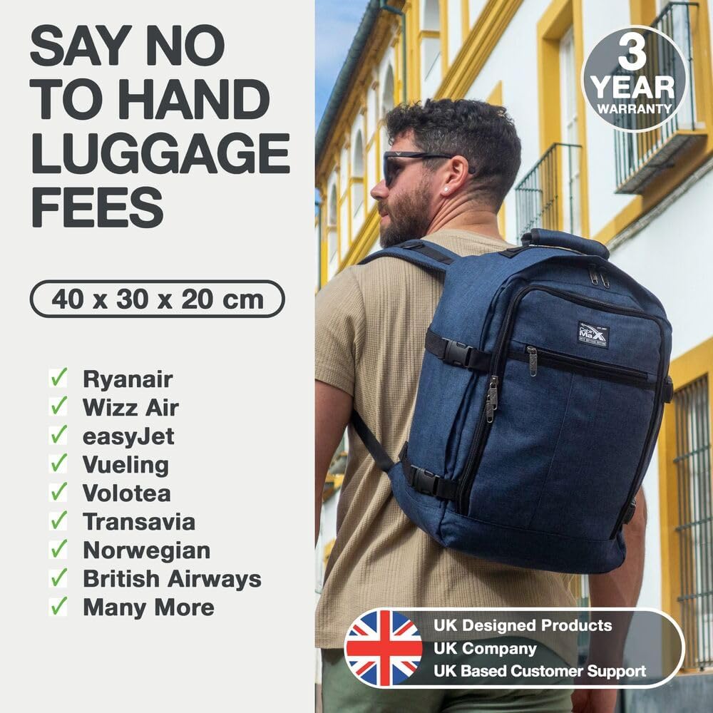 Detalle de Metz for Ryanair Cabin Bags 40x30x20 Underseat Cabin Bag – 24L Recycled PET Travel Backpack