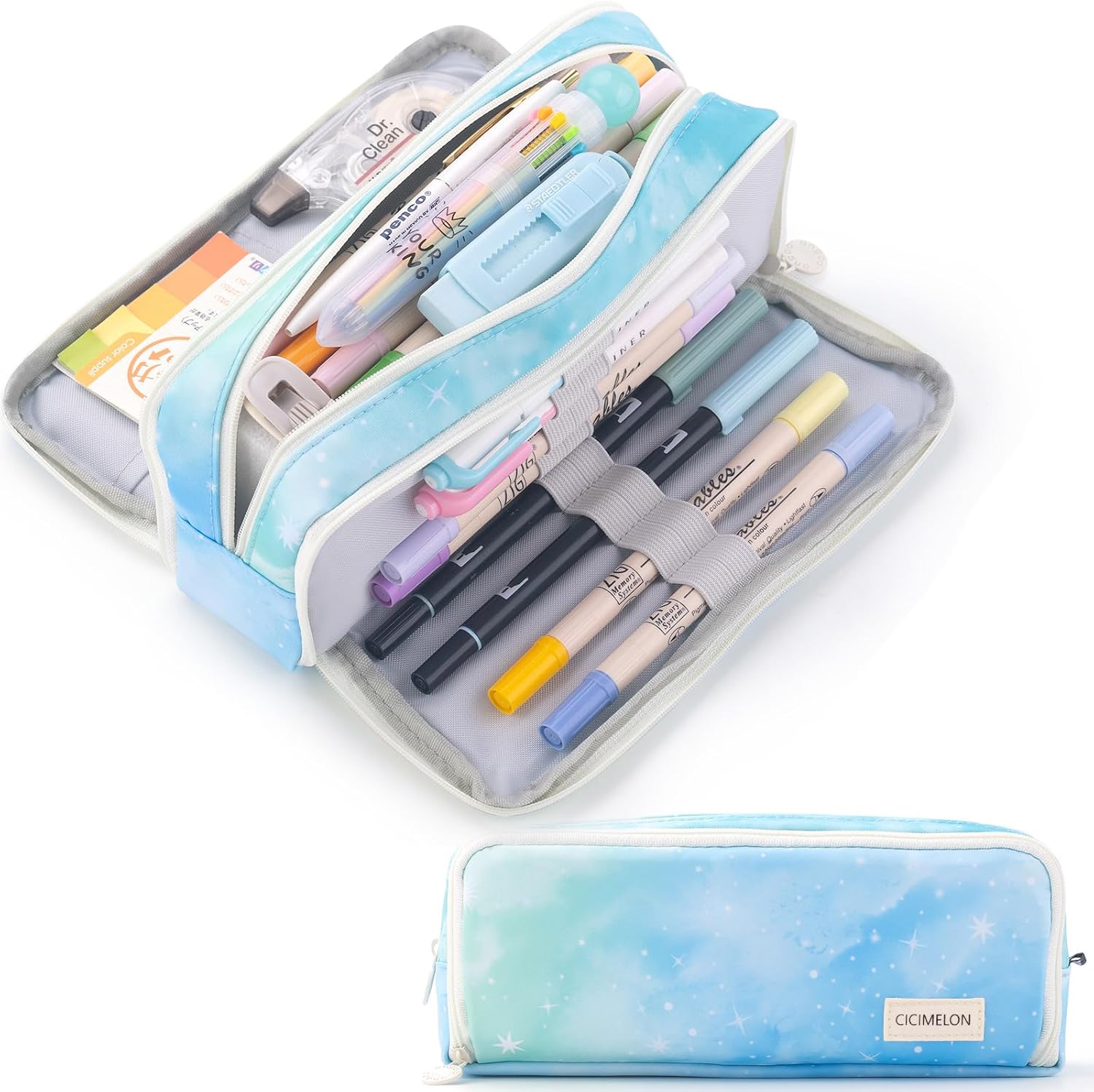 Thumbnail 6 de CICIMELON Large Capacity 3-Compartment Pencil Case, Black