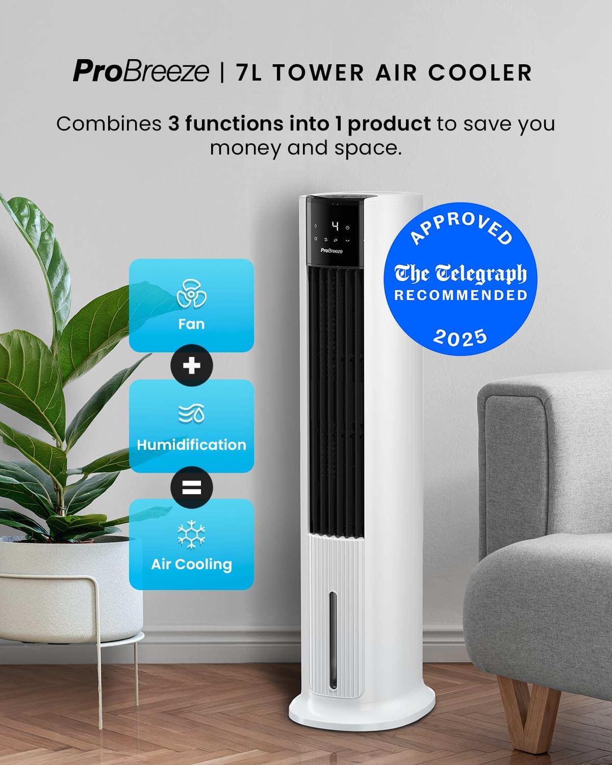 Thumbnail 1 de Pro Breeze 7L 4in1 Evaporative Air Cooler & 42" Portable Tower Fan