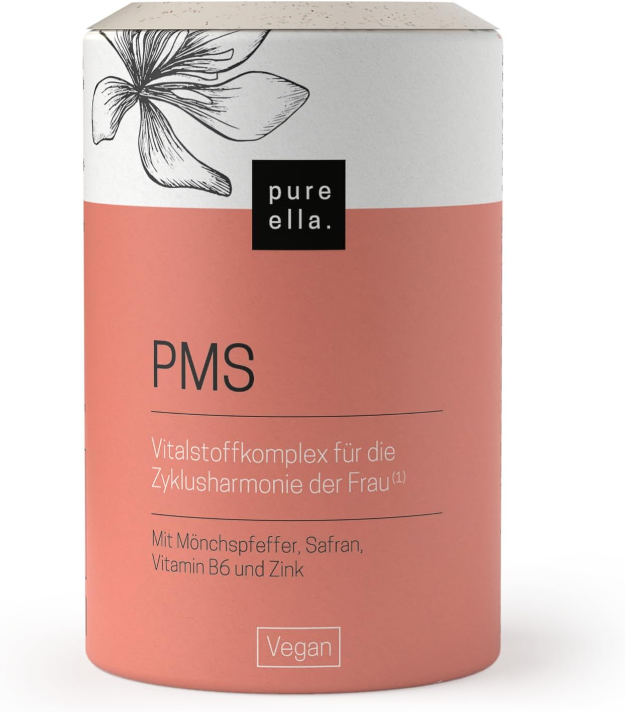 Detalle de Pure Ella Vitalstoffkomplex für Frauen mit Mönchspfeffer, Frauenmantel, Safran, Vitamin C, B6 & Zink – 60 Kapseln