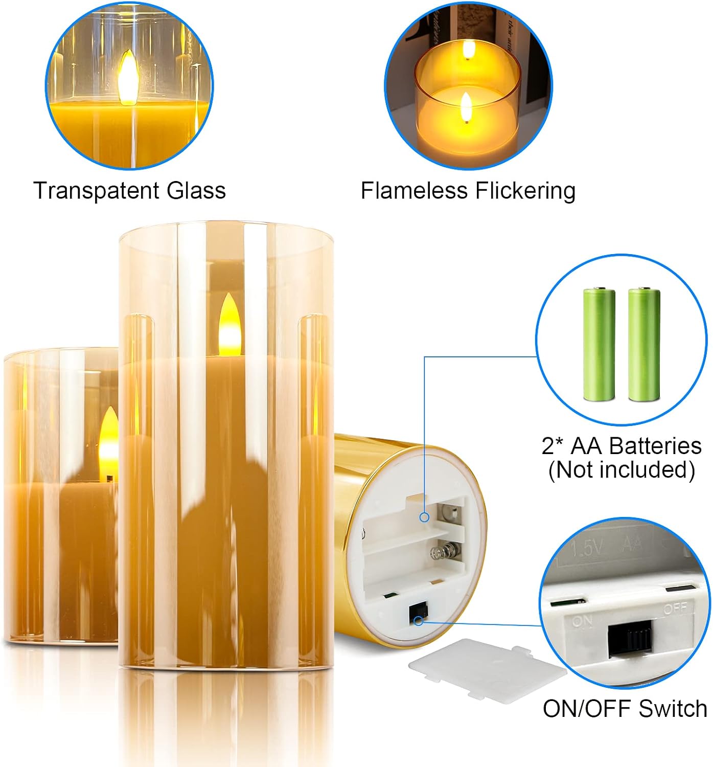 Thumbnail 5 de LED flameless candles set of 3