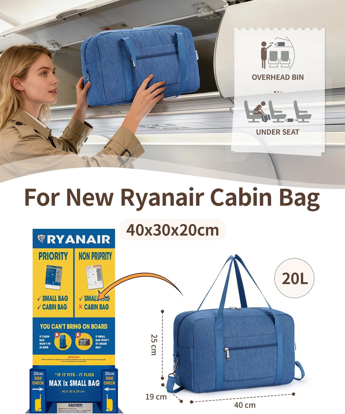Thumbnail 1 de Narwey Ryanair cabin bag 20L underseat 40x30x20