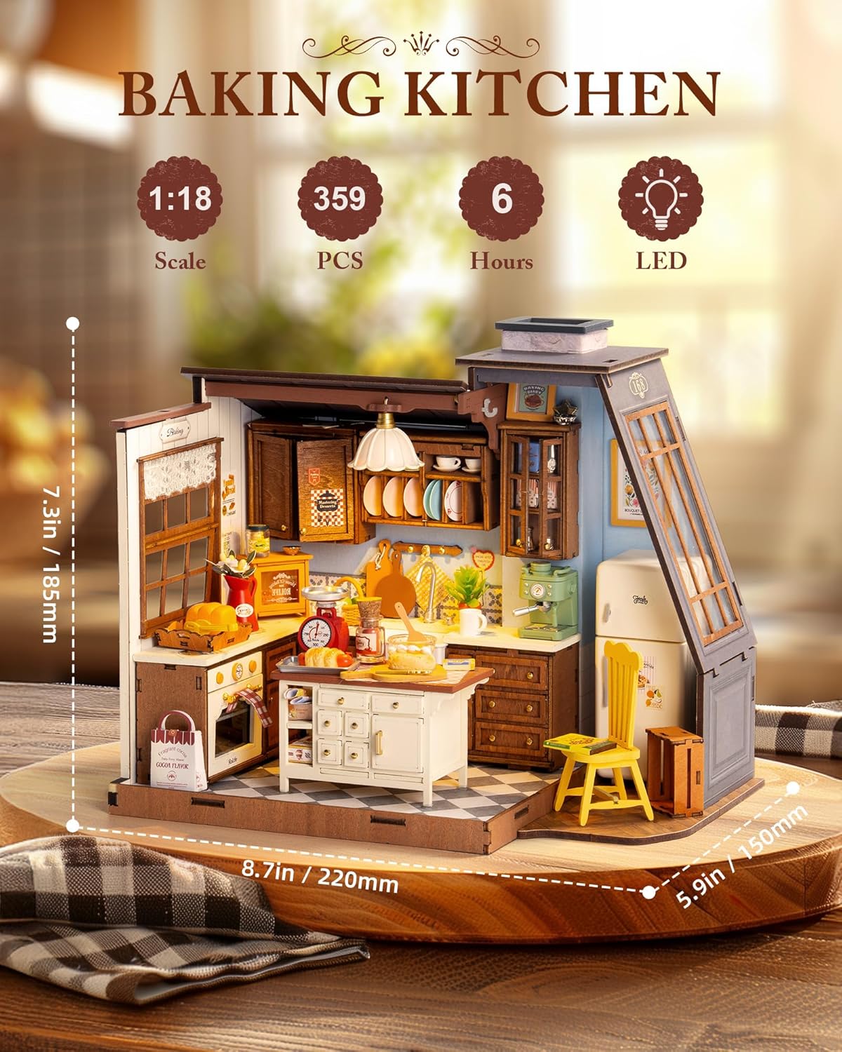 Detalle de Rolife Maison de Poupée Cuisine de Boulangerie – Kit DIY miniatures avec éclairage