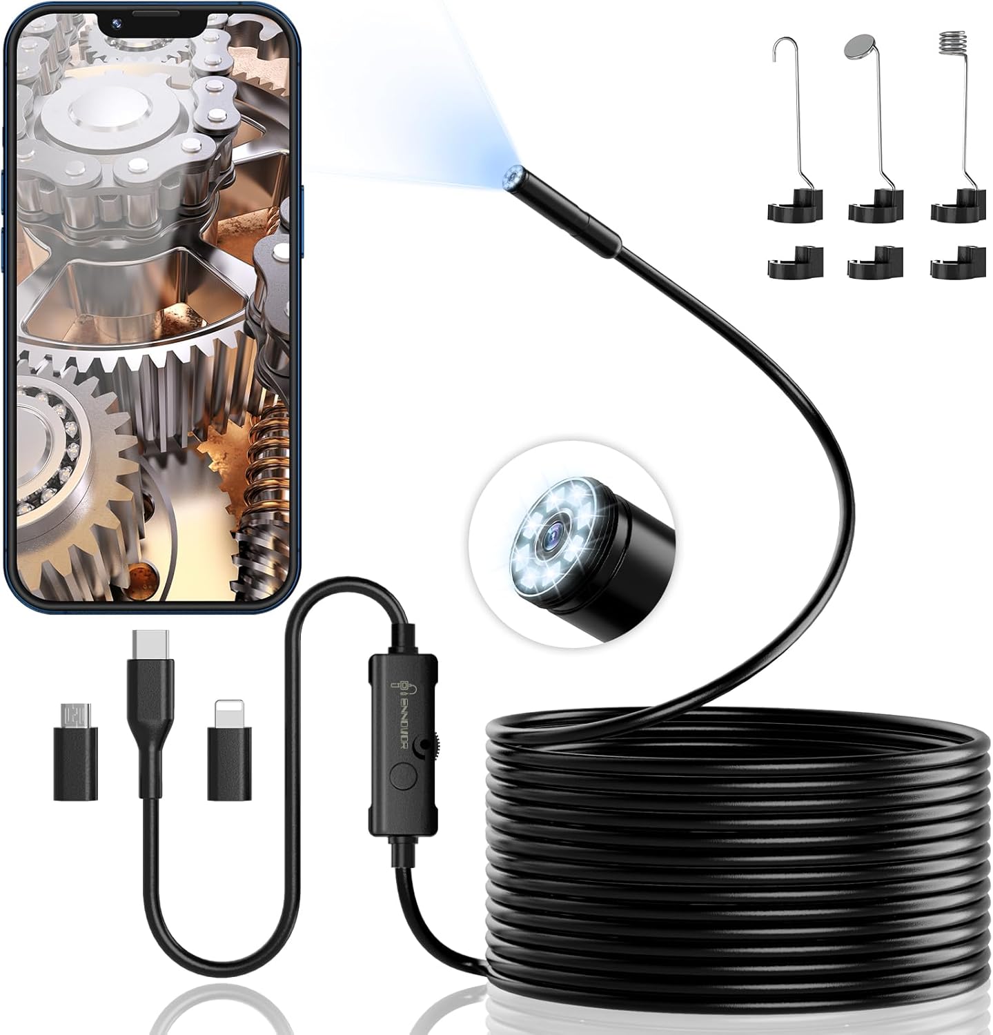 Detalle de Endoskopkamera mit Licht 1920P HD-Rohrkamera 10m Kabel