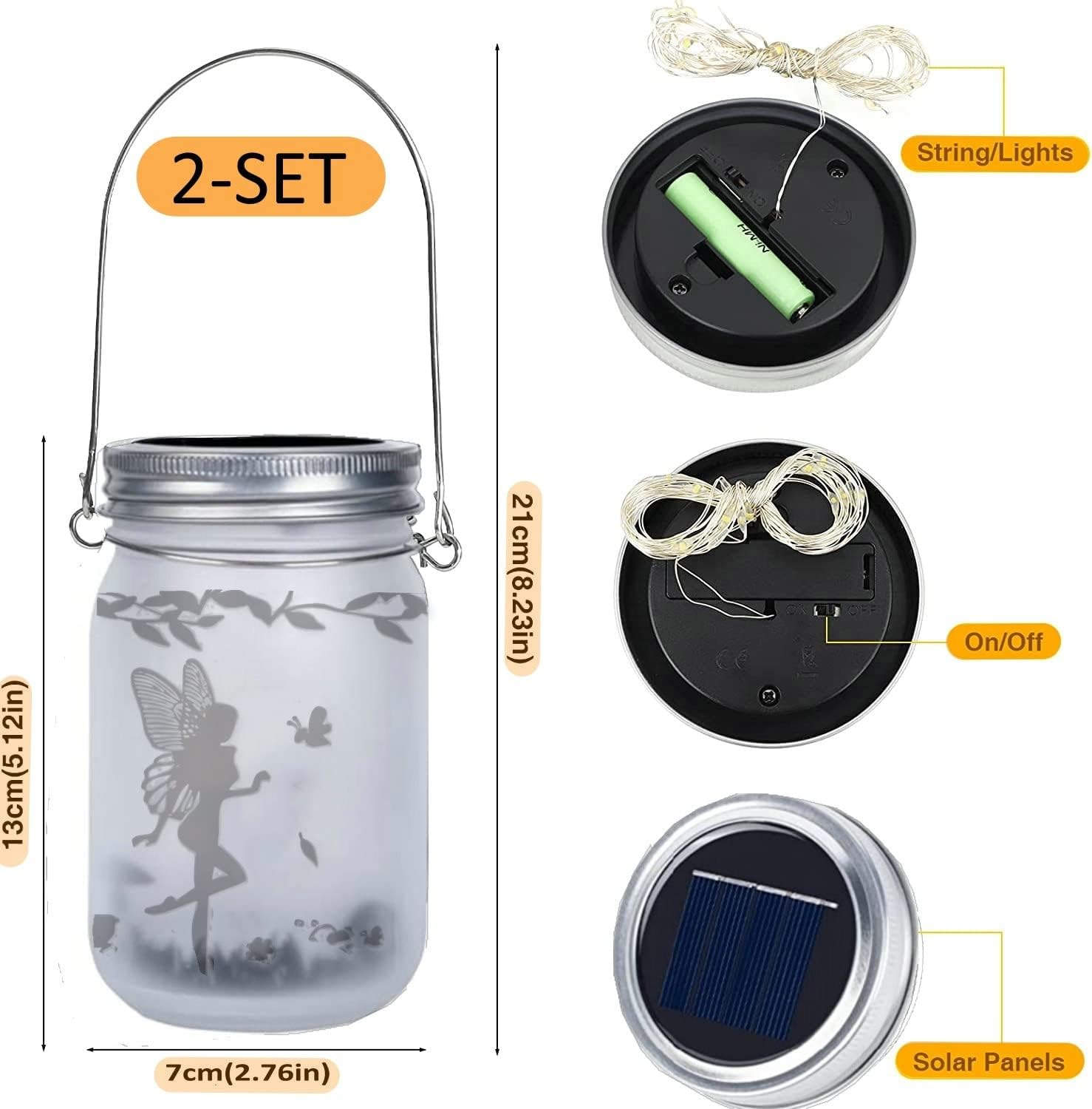 Thumbnail 4 de Solar Fairy Lantern Outdoor – Frosted Glass Mason Jar LED Lights