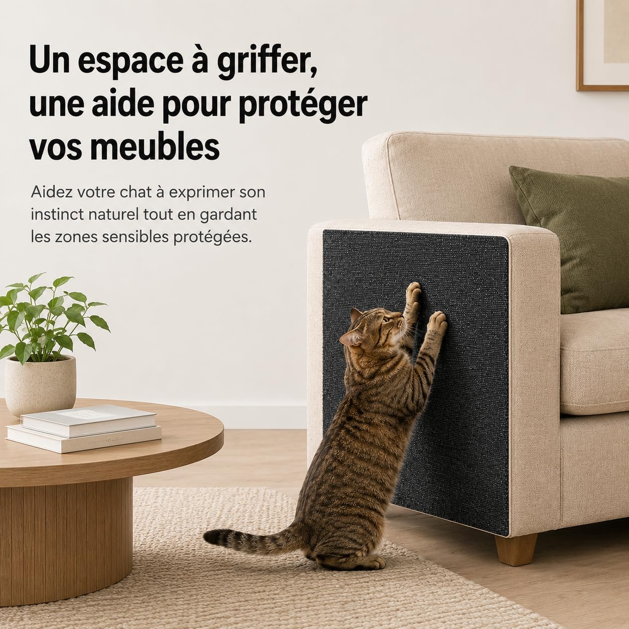 Thumbnail 6 de Protection Canapé Chat Anti Griffes – Tapis griffoir 200 x 40 cm découpable, auto-adhésif et résistant en fibre polyester (Gris)