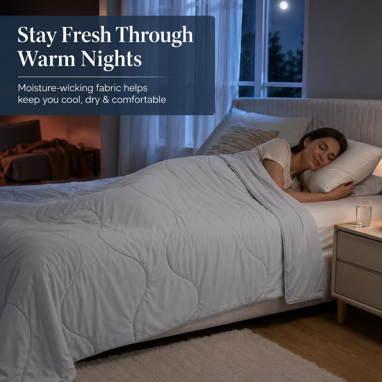 Detalle 1 de Orcalic Queen Size Cooling Comforter, Reversible Cool-Touch Cover, Lightweight