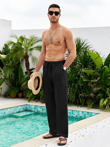 Detalle 2 de Litthing Pantalones de Lino para Hombre: Jogging de Verano con Bolsillos