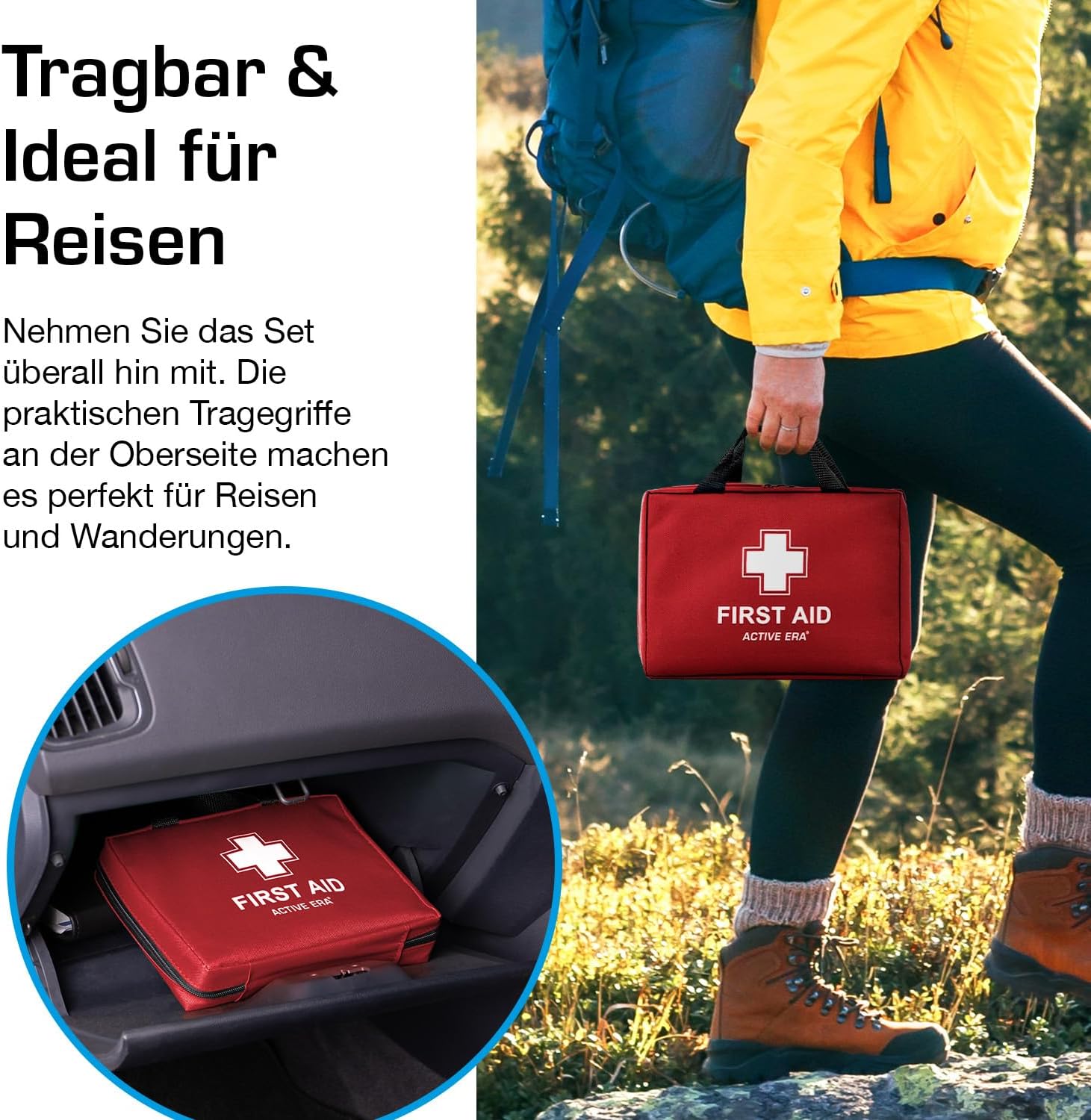Detalle de Active Era Premium Erste Hilfe Set – 180-tlg. Notfallkasten für Zuhause, Reise & Outdoor