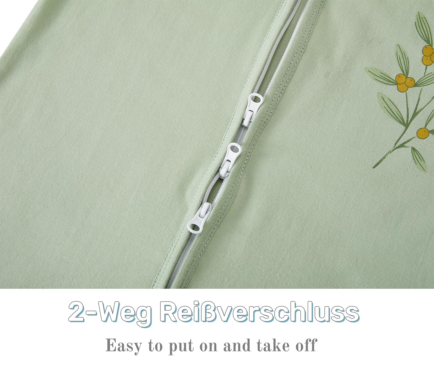 Thumbnail 3 de Chilsuessy Baby Schlafsack mit Füßen 1 Tog aus 100% Baumwolle (Grün, 90 cm) für Babyhöhe 100–110 cm