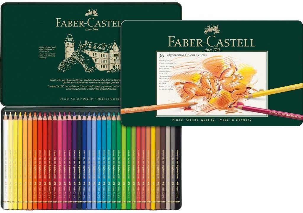 Detalle de Faber-Castell Polychromos 36er Metall-Set im Metallkassette – Künstlerfarbstifte mit 3,8 mm Mine