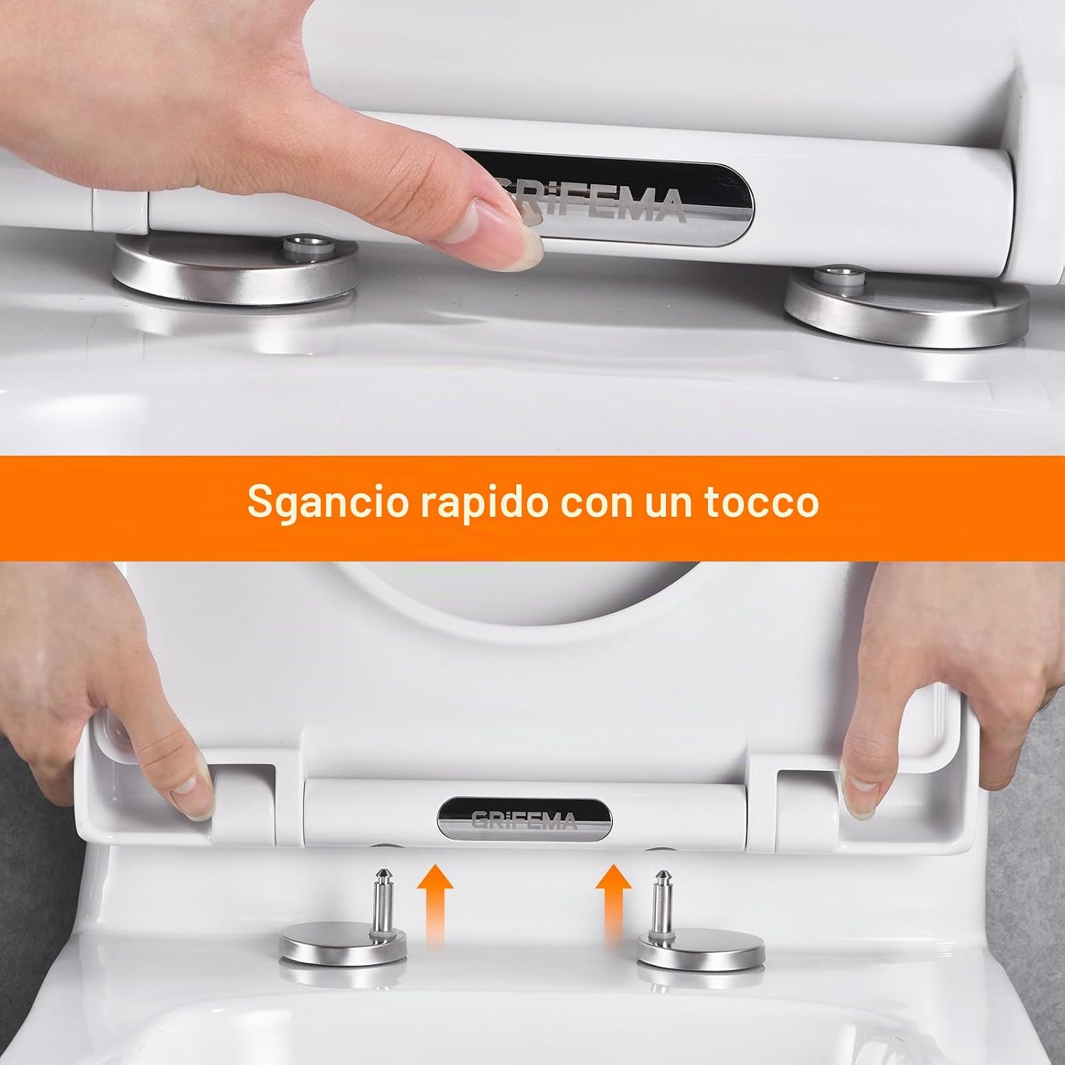 Thumbnail 4 de GRIFEMA G951 Sedile WC in Urea Formaldeide per Forma D – Chiusura morbida, antibatterico, facile da pulire