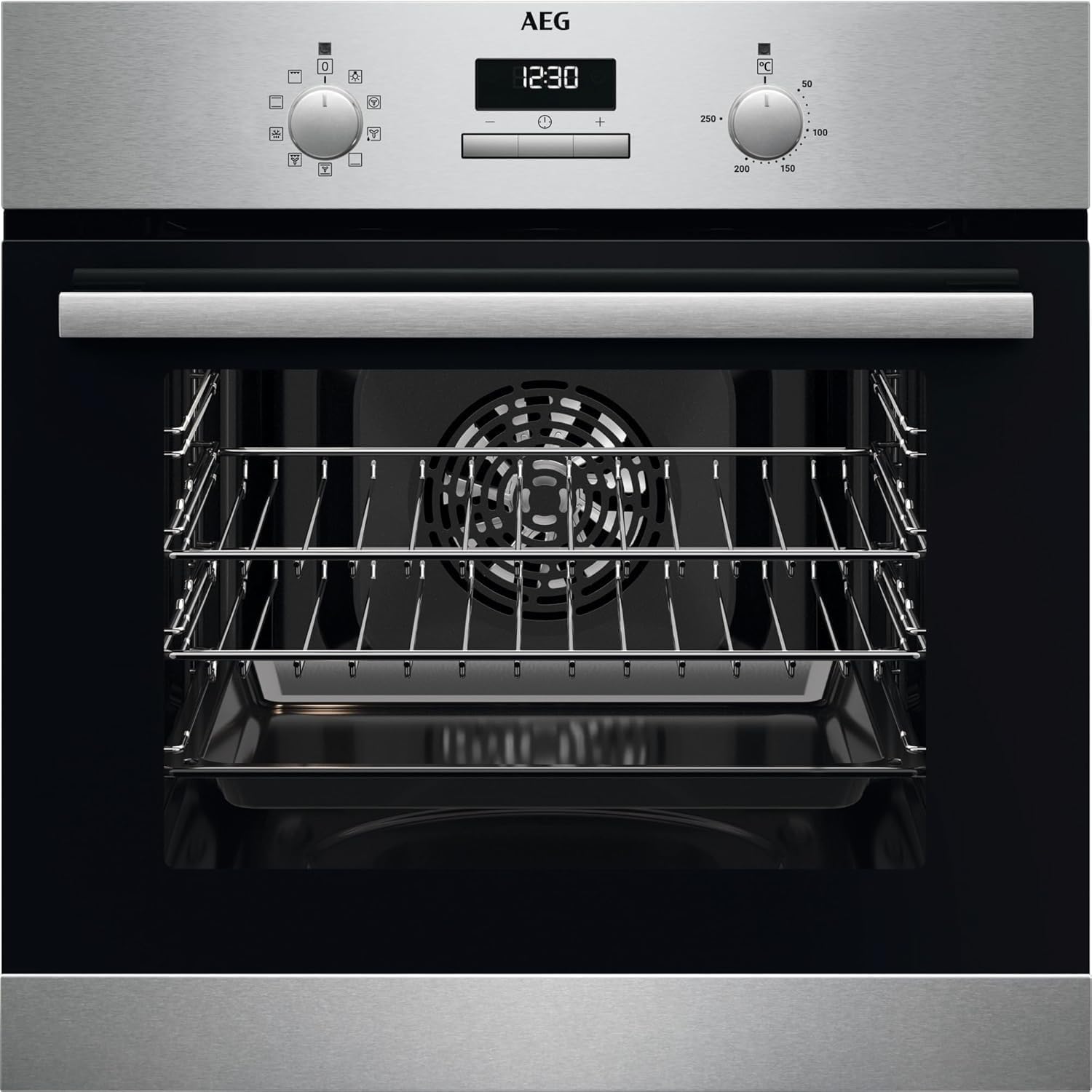Detalle de AEG BSX23101XM 65L built‑in oven with Aqua Clean 🍽